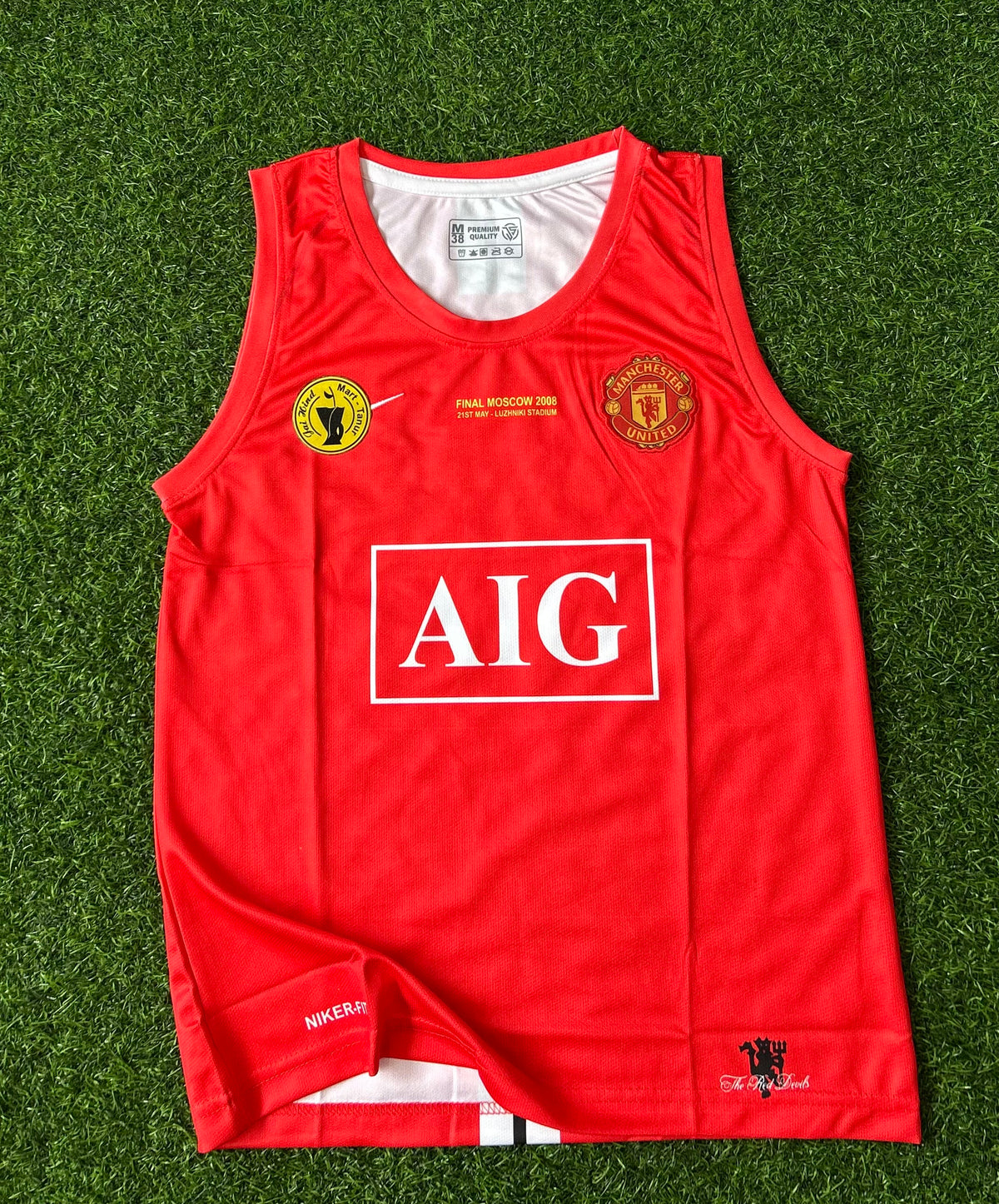 MAN UNITED 2007-08 HOME JERSEY, SLEEVELESS EMBROIDERY
