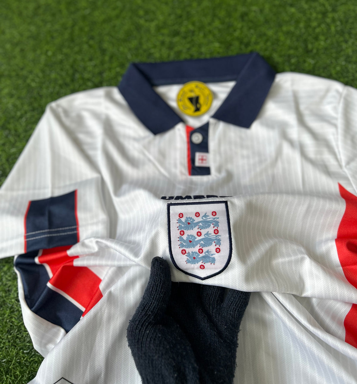 ENGLAND 1998 HOME JERSEY, HALF SLEEVE POLO EMBROIDERY