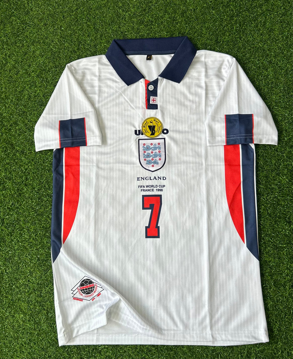 ENGLAND 1998 HOME JERSEY, HALF SLEEVE POLO EMBROIDERY