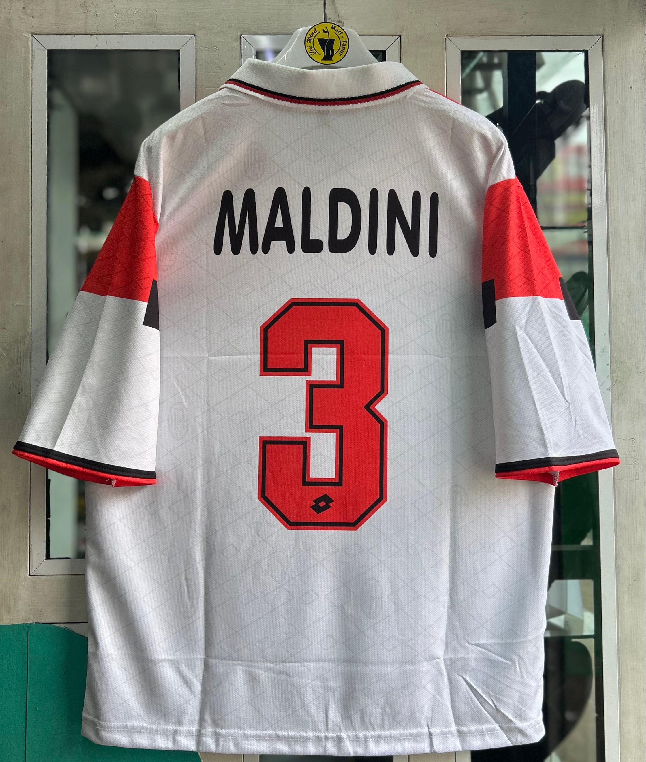 AC MILAN 1994-95 AWAY JERSEY, FIVE SLEEVE POLO EMBROIDERY