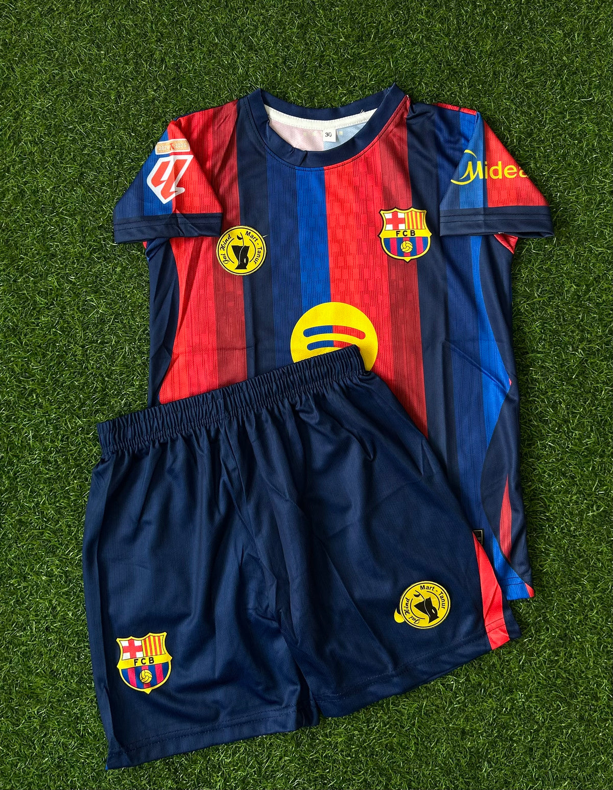 BARCELONA 2026-27 SEASON HOME JERSEY, HALF SLEEVE SUBLIMATION, JERSEY & SHORTS (KID SIZE)