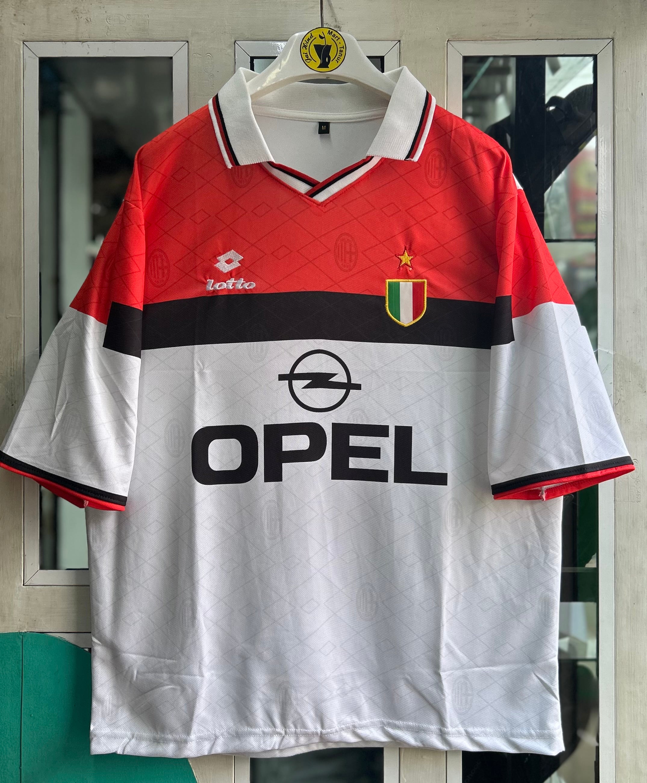 AC MILAN 1994-95 AWAY JERSEY, FIVE SLEEVE POLO EMBROIDERY