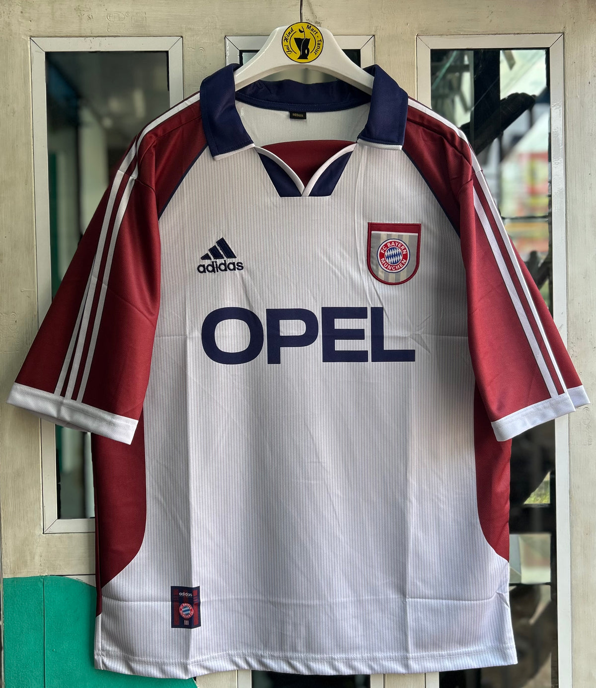 BAYERN MUNICH 1998-99 AWAY JERSEY, FIVE SLEEVE  POLO  EMBROIDERY