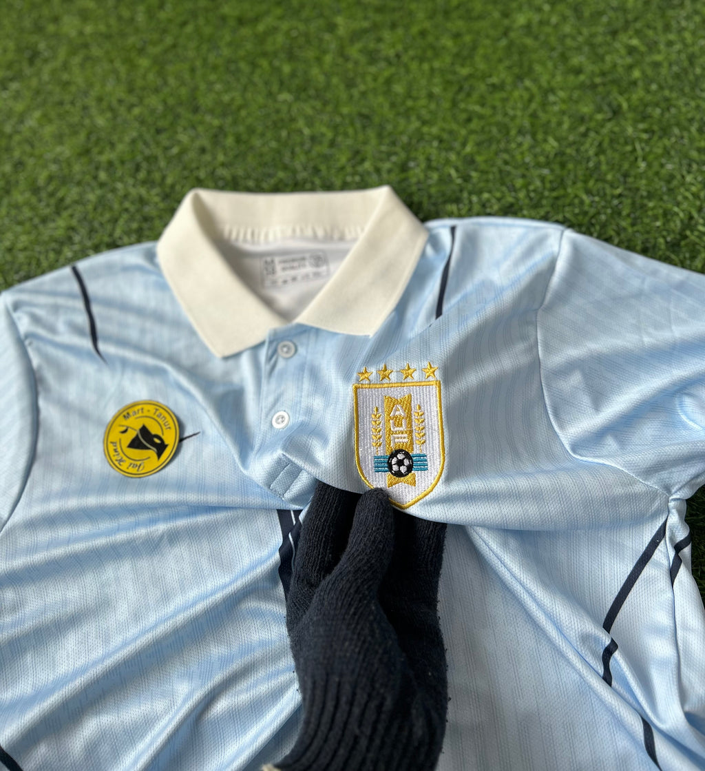 URUGUAY 2026 WORLD CUP HOME KIT, HALF SLEEVE POLO EMBROIDERY