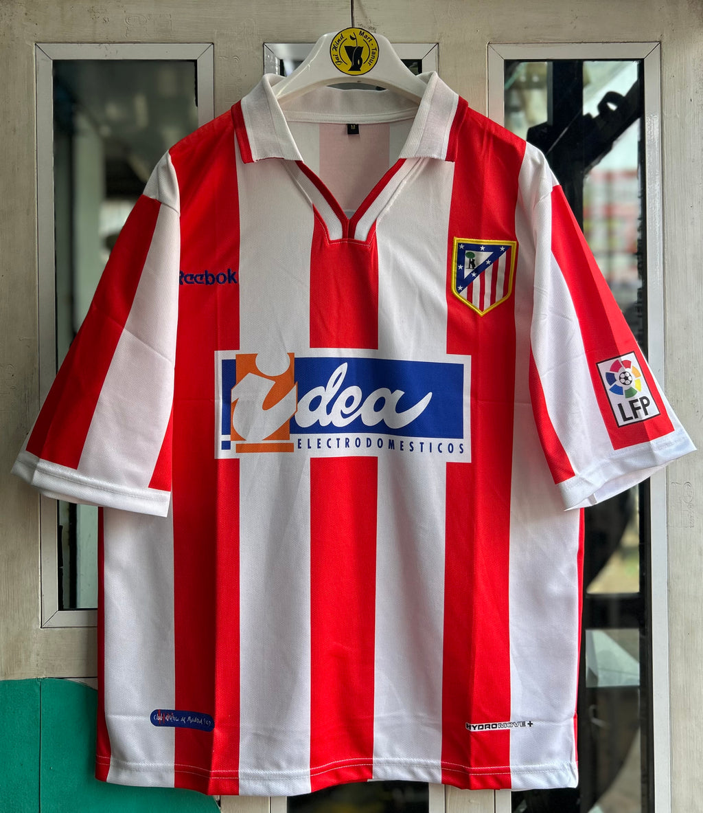 ATLETICO MADRID 2001-02 HOME JERSEY, FIVE SLEEVE  POLO  EMBROIDERY