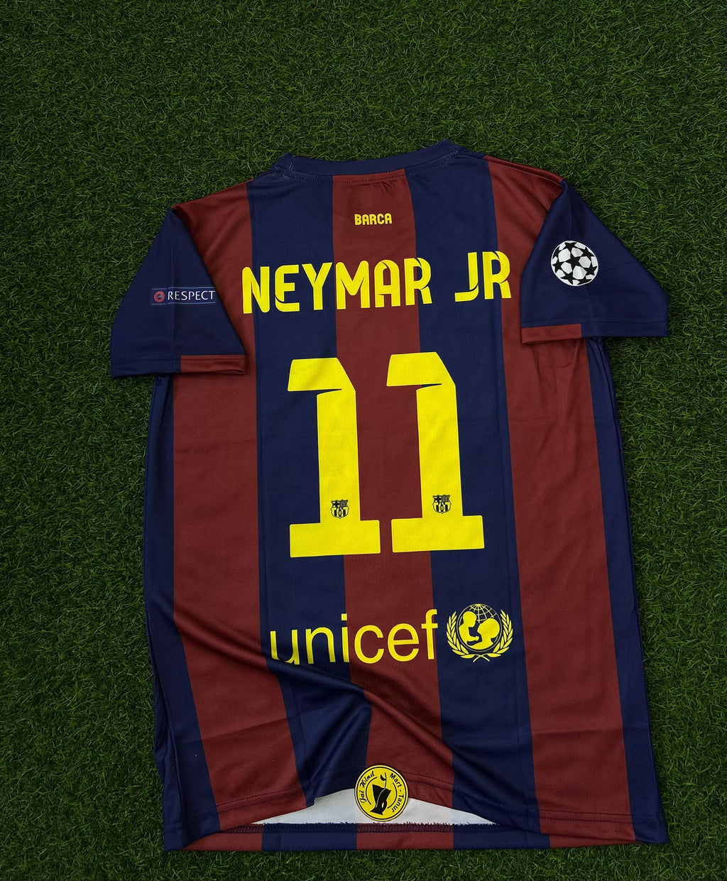 BARCELONA 2014-15 SEASON HOME KIT. HALFSLEEVE EMBROIDERY