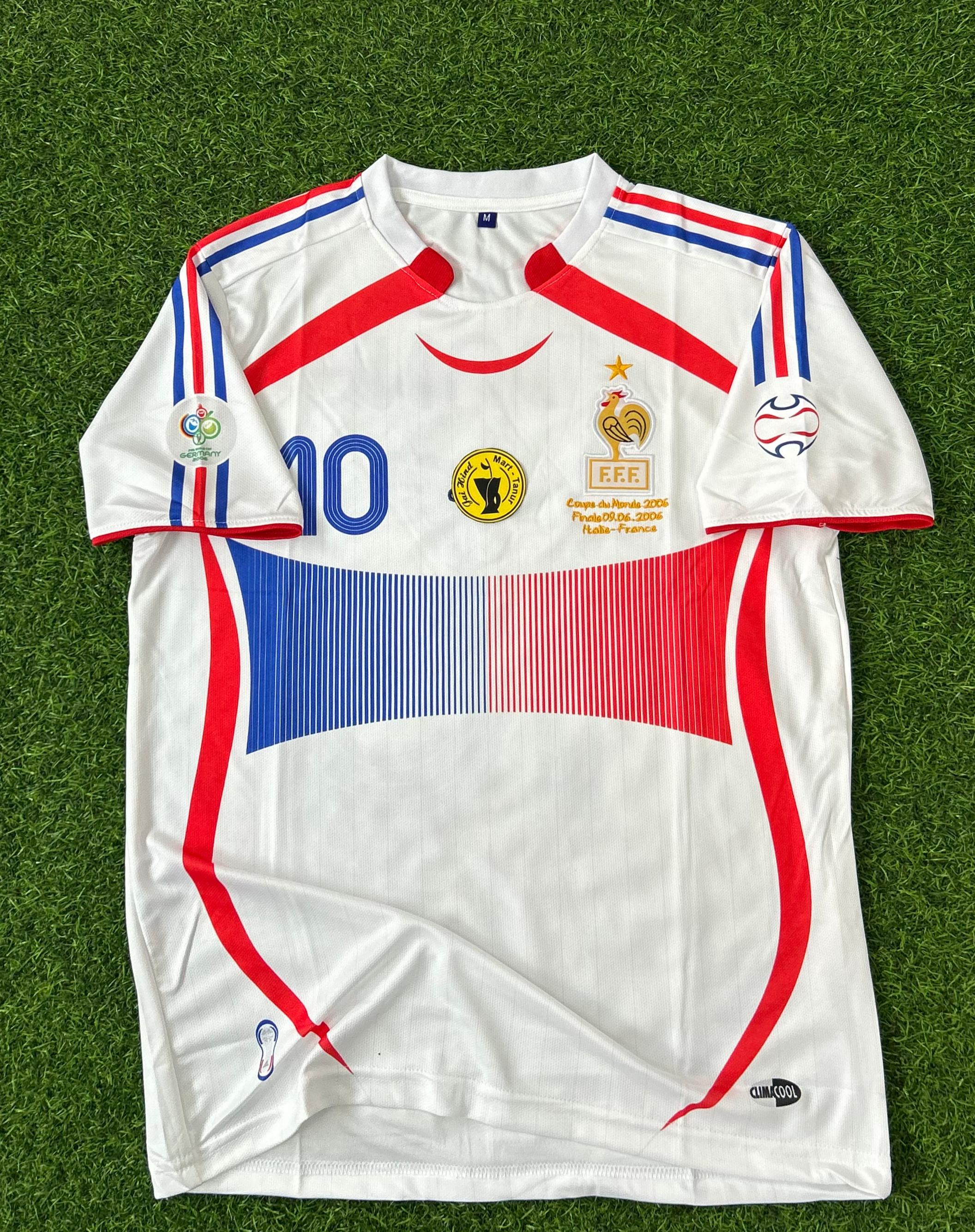 FRANCE 2006 WORLD CUP FINAL KIT ZIDANE HALFSLEEVE EMBROILEDERY OG NECK