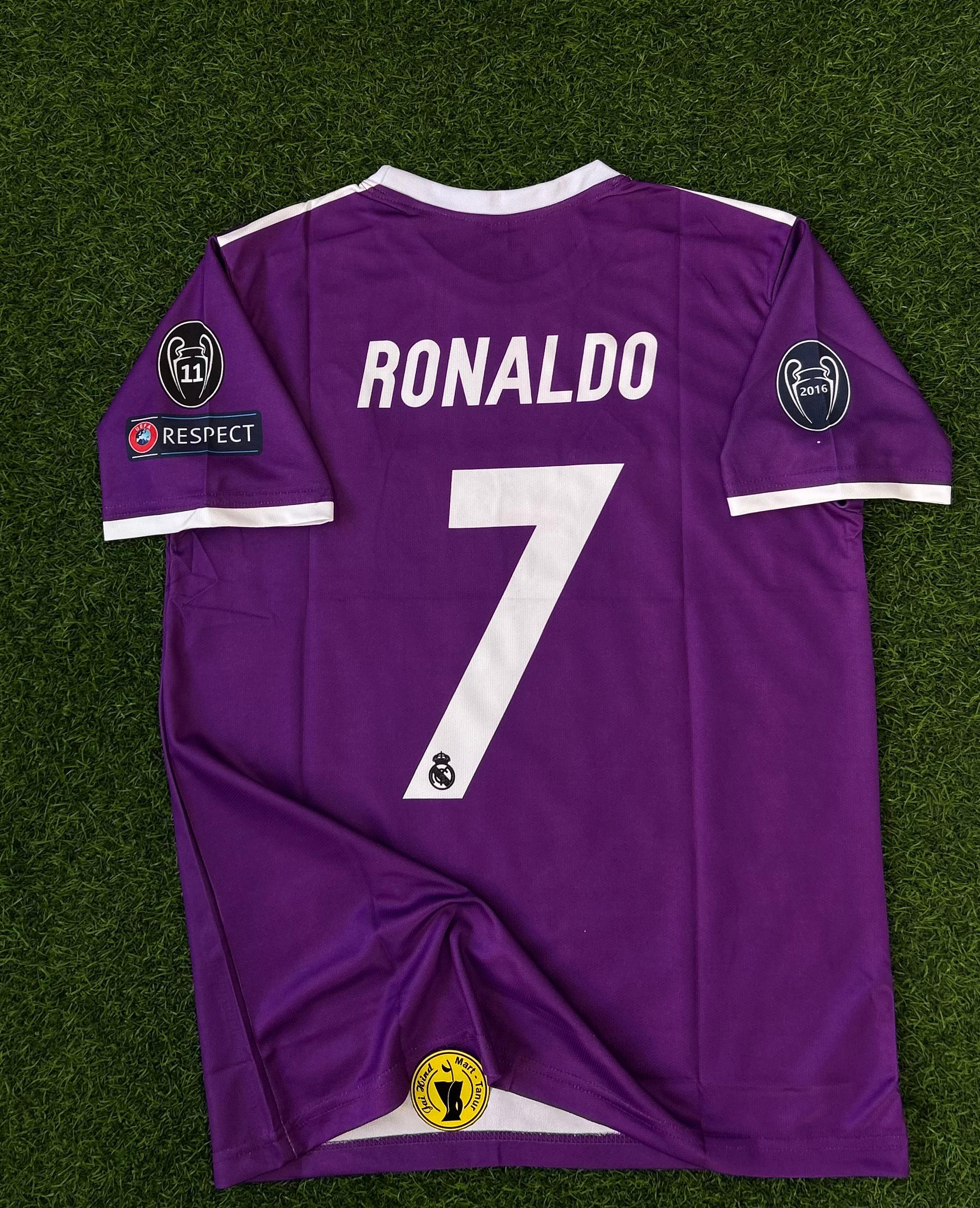 REAL MADRID 2016/17 AWAY UCL FINAL KIT  RONALDO HALFSLEEVE EMBROILEDERY PREMIUM