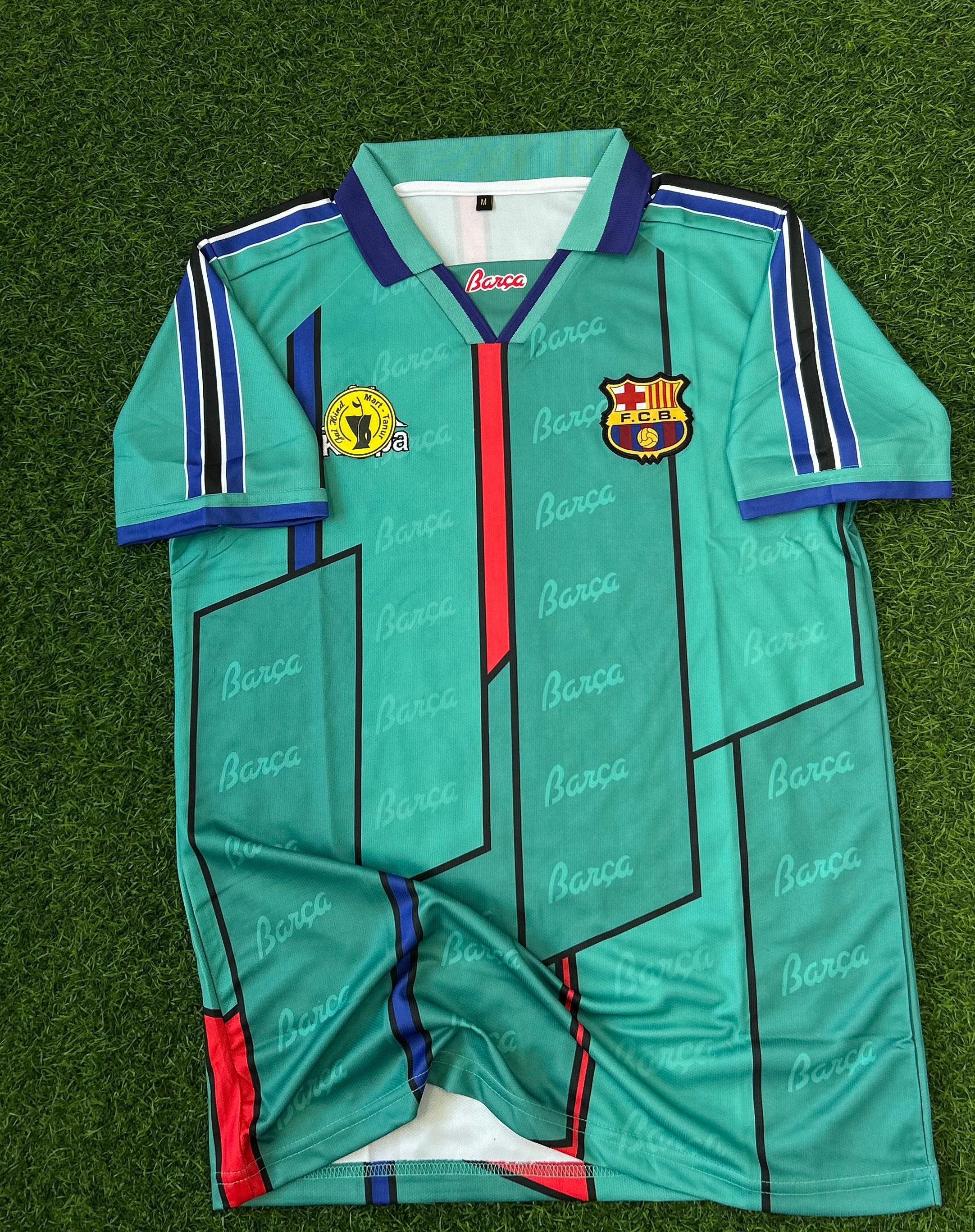 FC BARCELONA 1995–97 AWAY KIT – RONALDO Retro Polo T-Shirt (Half Sleeve, Embroidered)