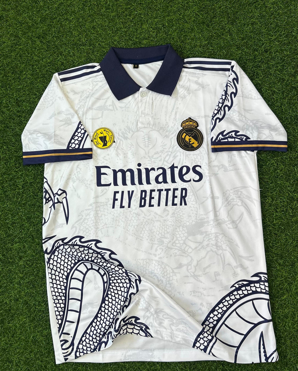 REAL MADRID – SPECIAL EDITION WHITE DRAGON Retro Polo T-Shirt (Half Sleeve, Embroidered)