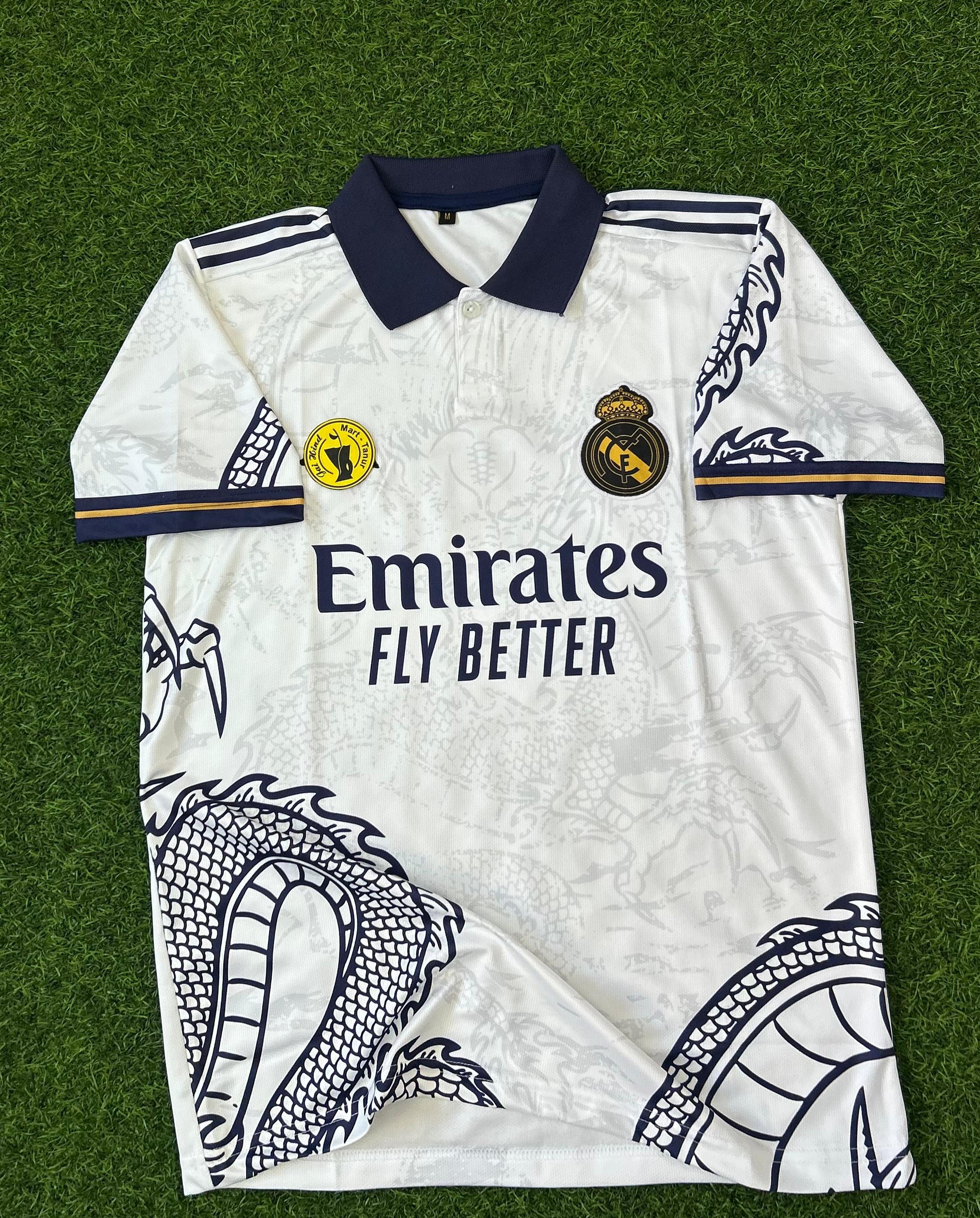 REAL MADRID – SPECIAL EDITION WHITE DRAGON Retro Polo T-Shirt (Half Sleeve, Embroidered)