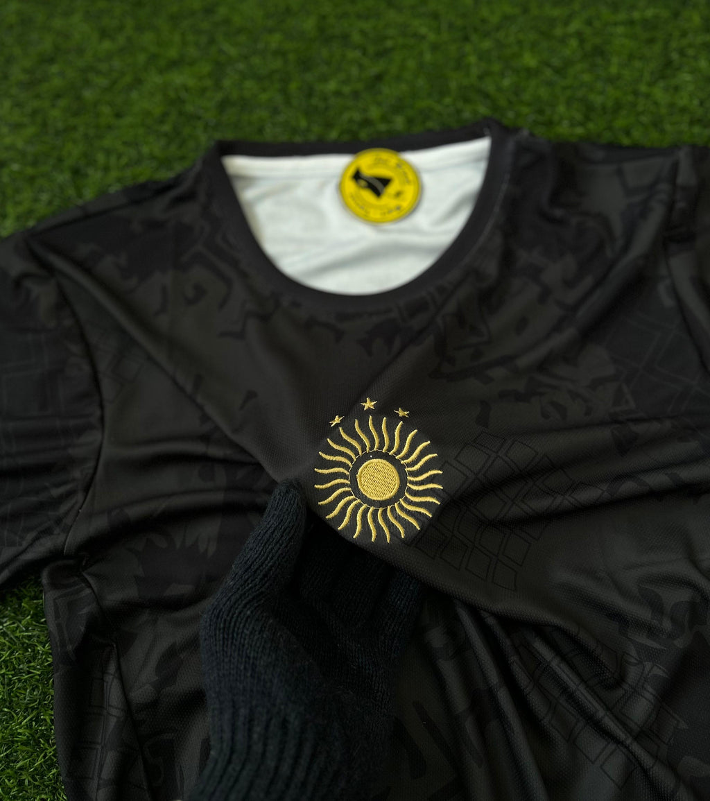 ARGENTINA GOAT LA PULGA SPECIAL EDITION BLACK JERSEY MESSI HALFSLEEVE EMBROILEDERY
