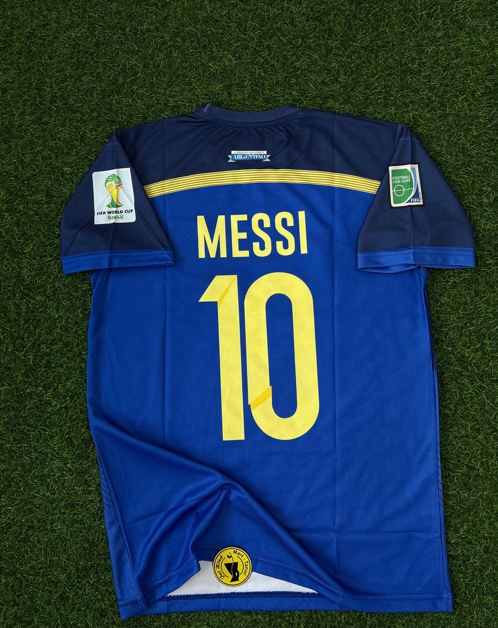 ARGENTINA 2014 WORLD CUP AWAY MESSI HALFSLEEVE EMBROILEDERY