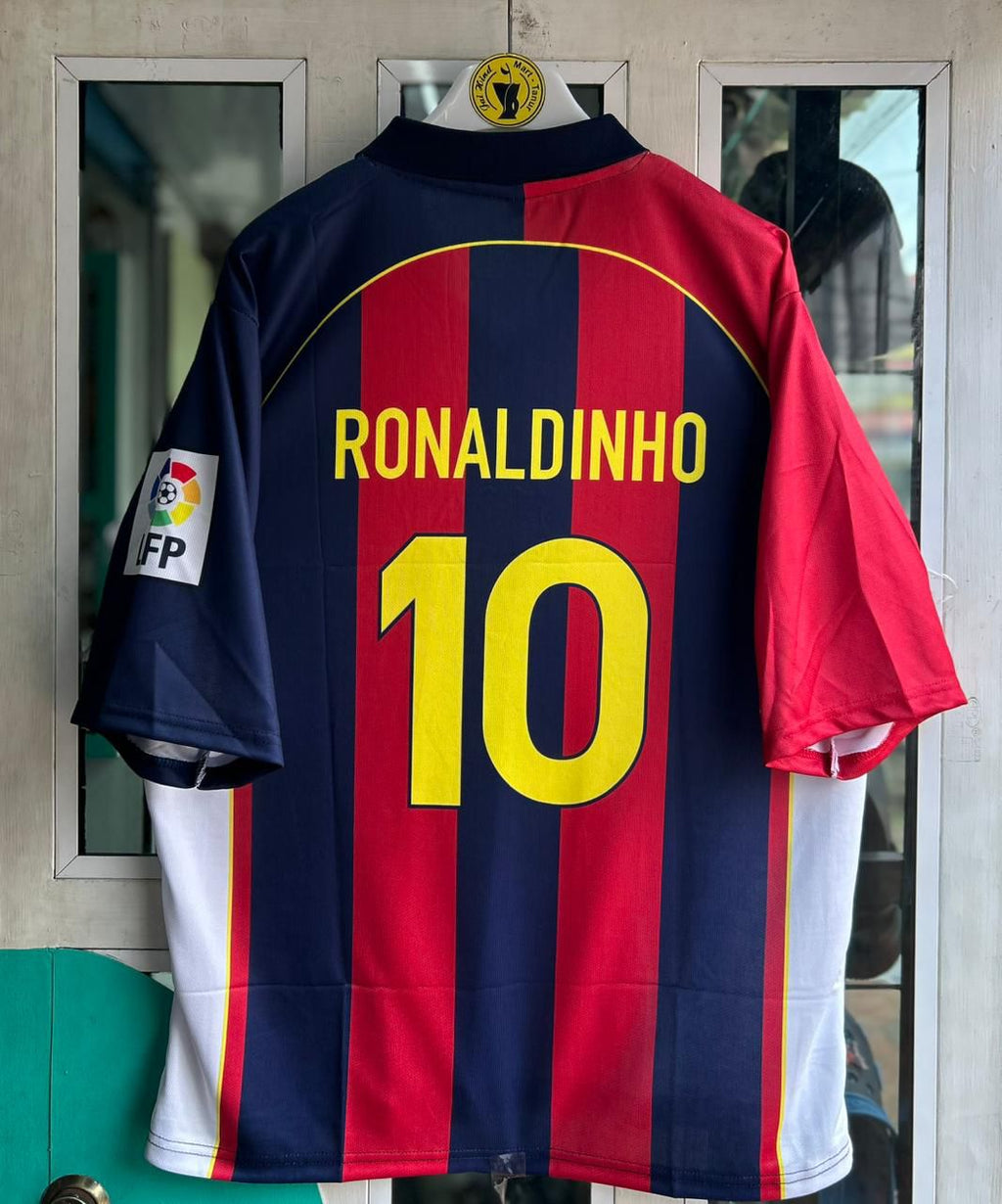 FC Barcelona 2001–02 Home Kit – Ronaldinho (Retro) Five-Sleeve Embroidered Polo
