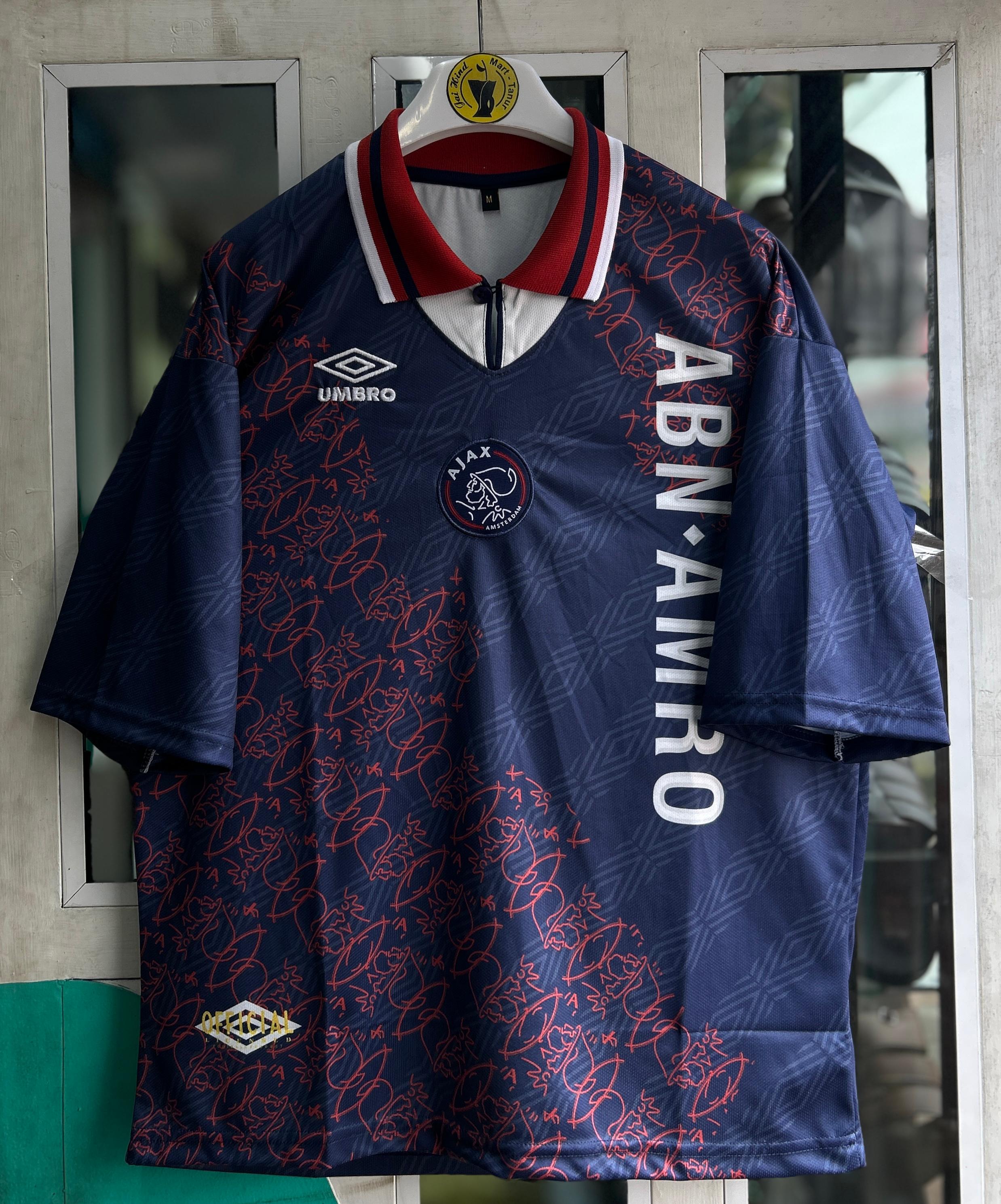 Ajax 1994–95 Away Kit – Rijkaard Five-Sleeve Embroidered Polo (Retro Edition)