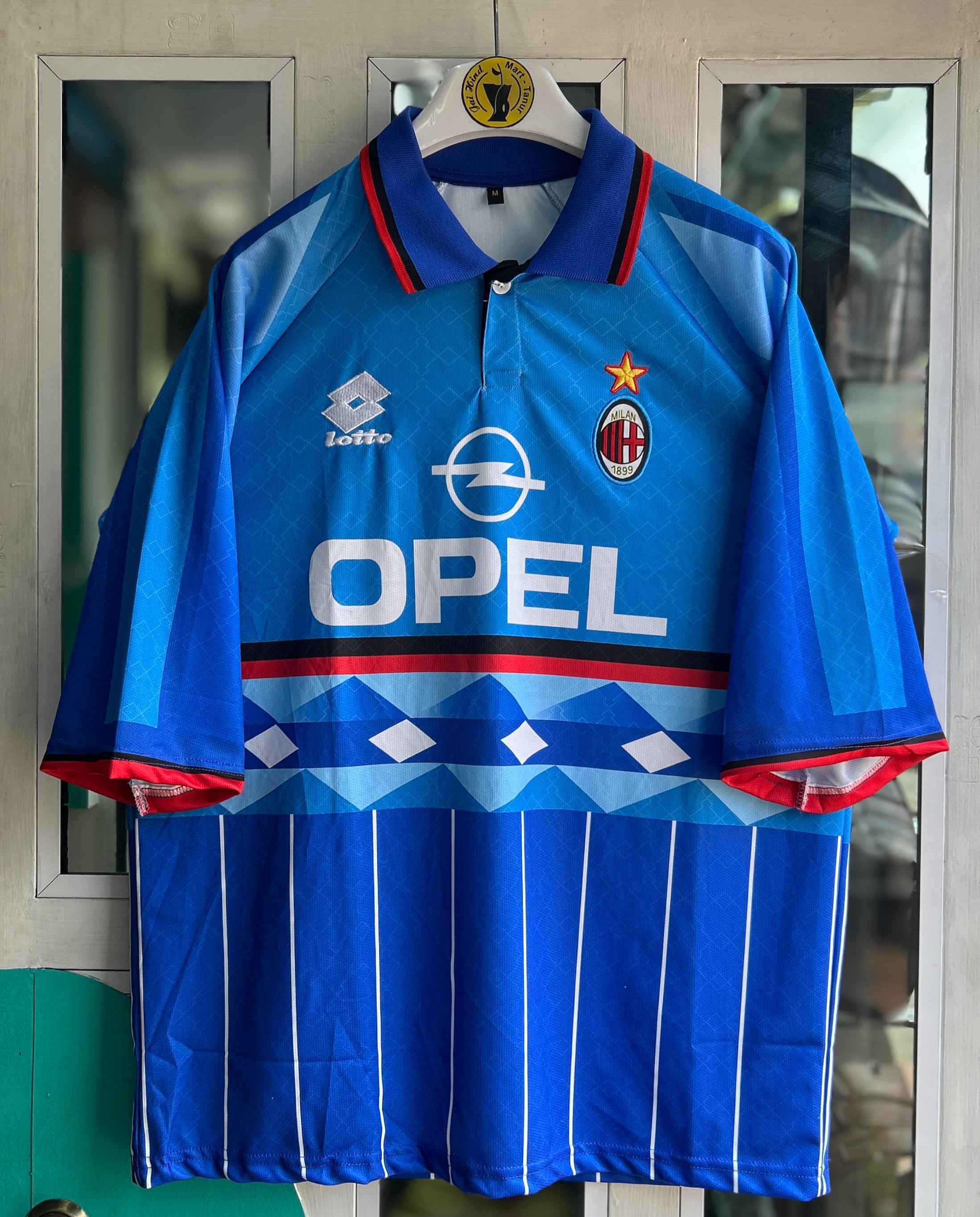 希少90s AC Milan maldini ミラン　マルディーニ 総柄　シャツ AC Milan 1995–96 Fourth Kit Maldini Five-Sleeve Embroidered Polo