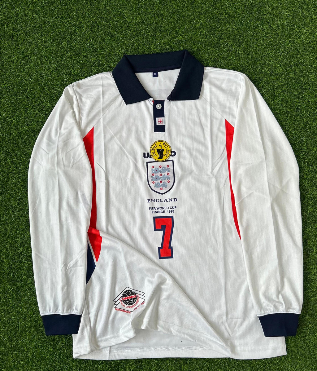 ENGLAND 1998 WORLD CUP HOME KIT BECKHAM FULLSLEEVE POLO EMBROILDERY
