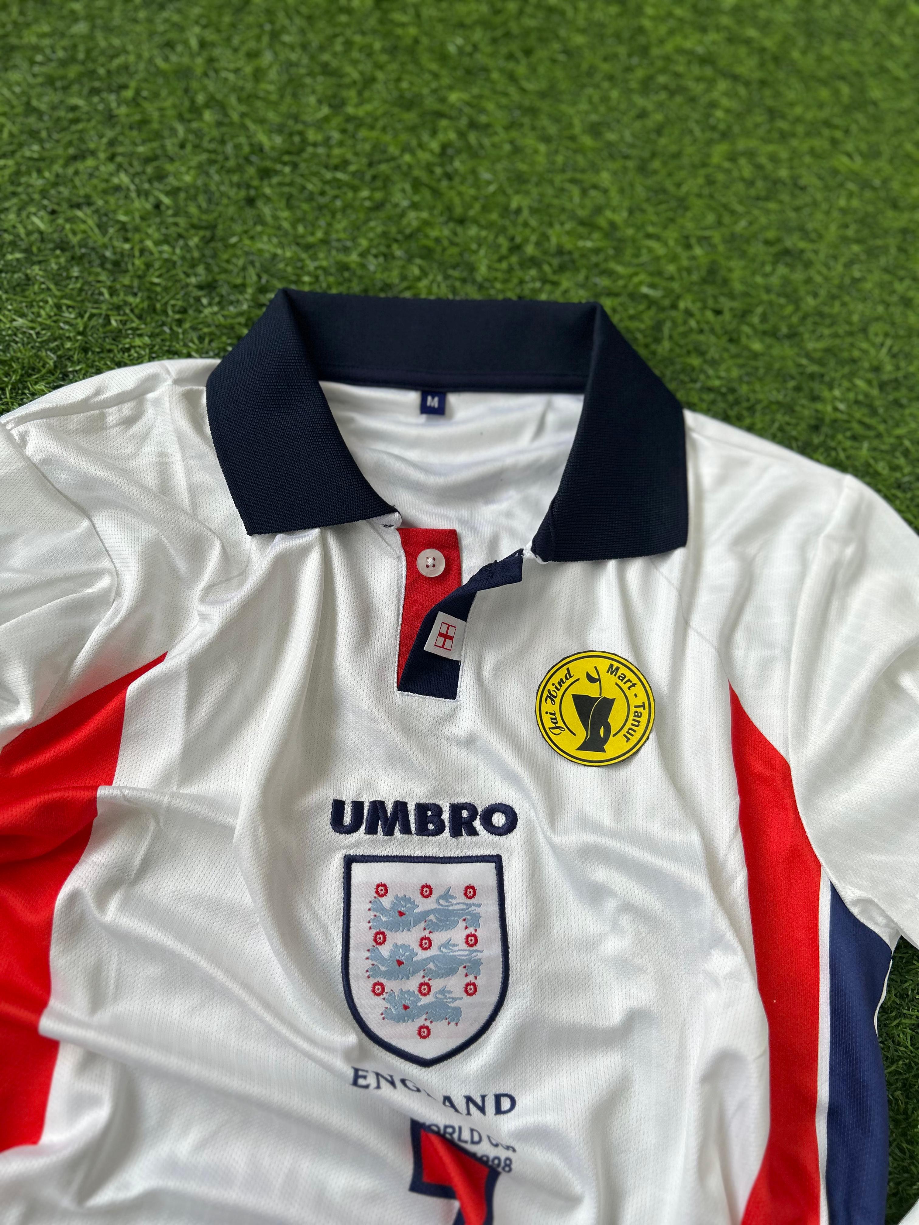 ENGLAND 1998 WORLD CUP HOME KIT BECKHAM FULLSLEEVE POLO EMBROILDERY