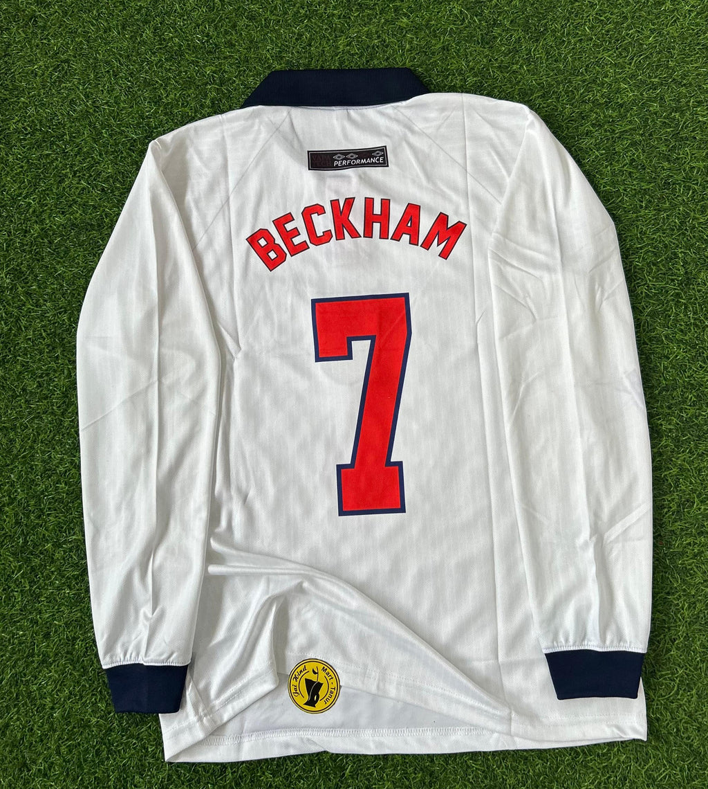 ENGLAND 1998 WORLD CUP HOME KIT BECKHAM FULLSLEEVE POLO EMBROILDERY