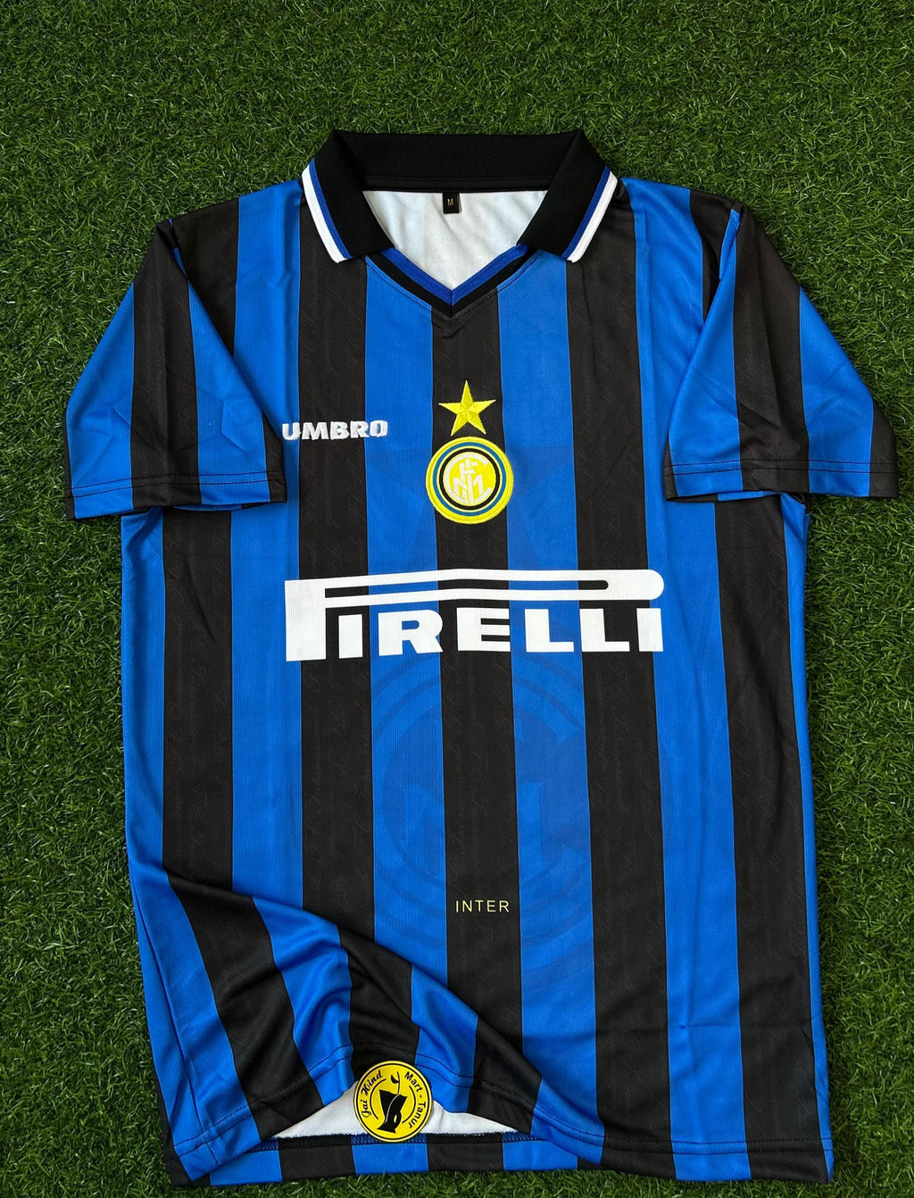 INTERMILAN 1997-98 SEASON HOME KIT. HALFSLEEVE POLO EMBROIDERY