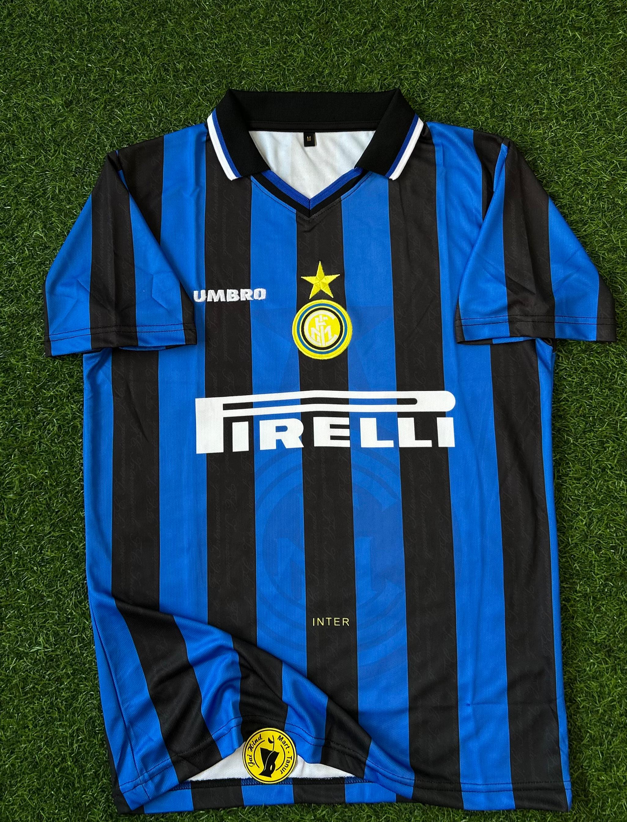 INTERMILAN 1997-98 SEASON HOME KIT. HALFSLEEVE POLO EMBROIDERY