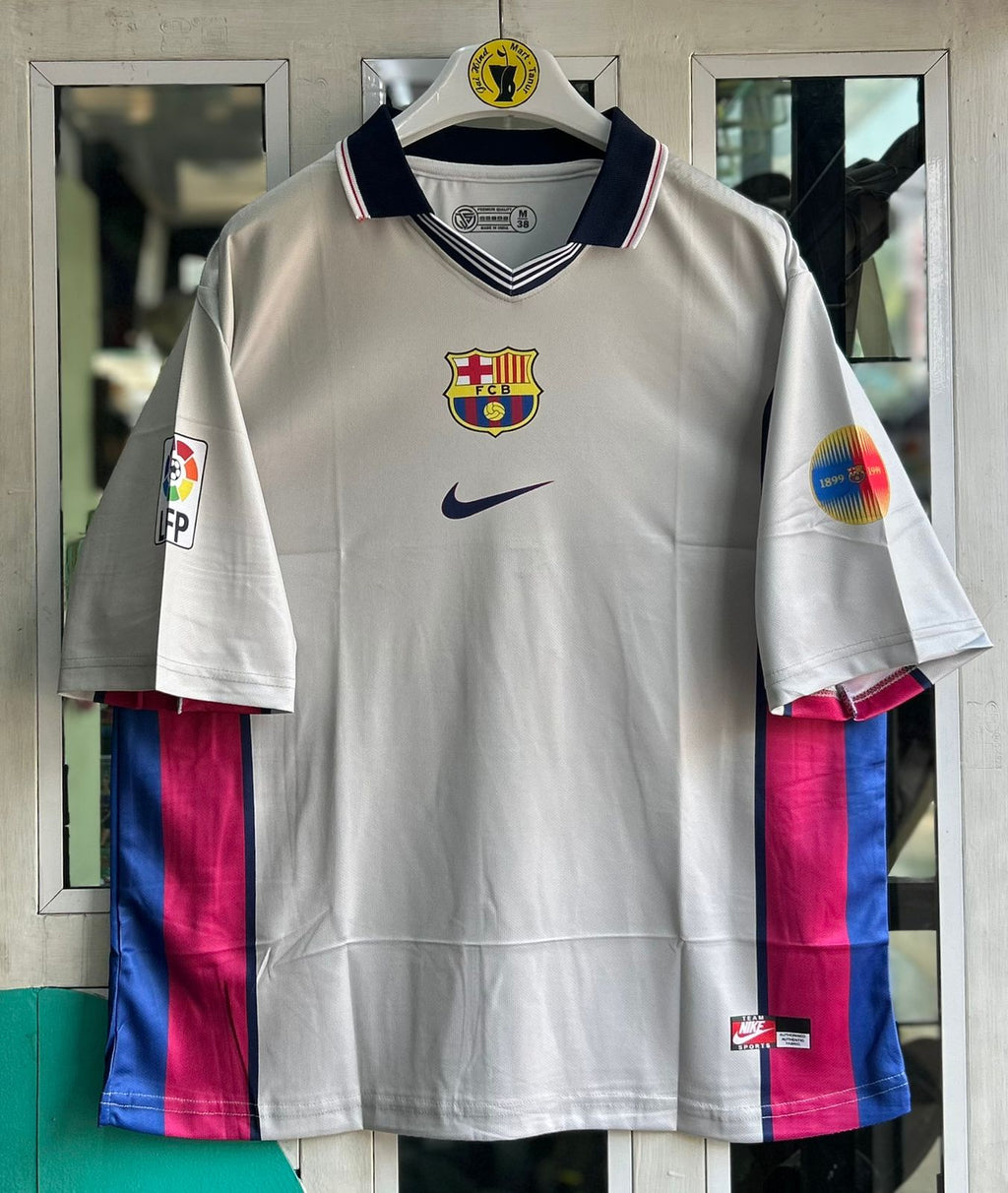BARCELONA 1998-99 SEASON AWAY KIT. FIVESLEEVE POLO SUBLIMATION