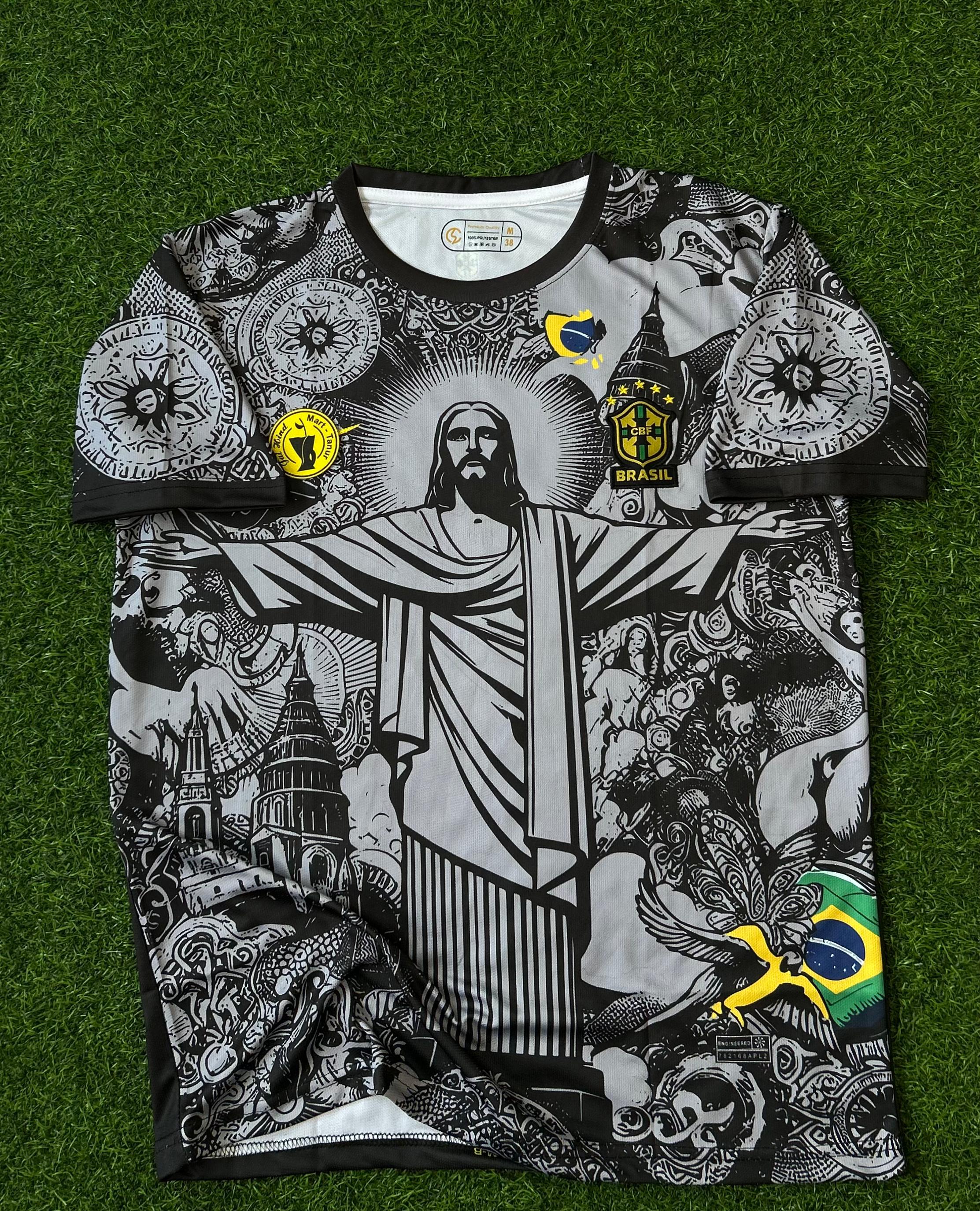 BRAZIL x JESUS BLACK KIT 2025. HALFSLEEVE EMBROIDERY