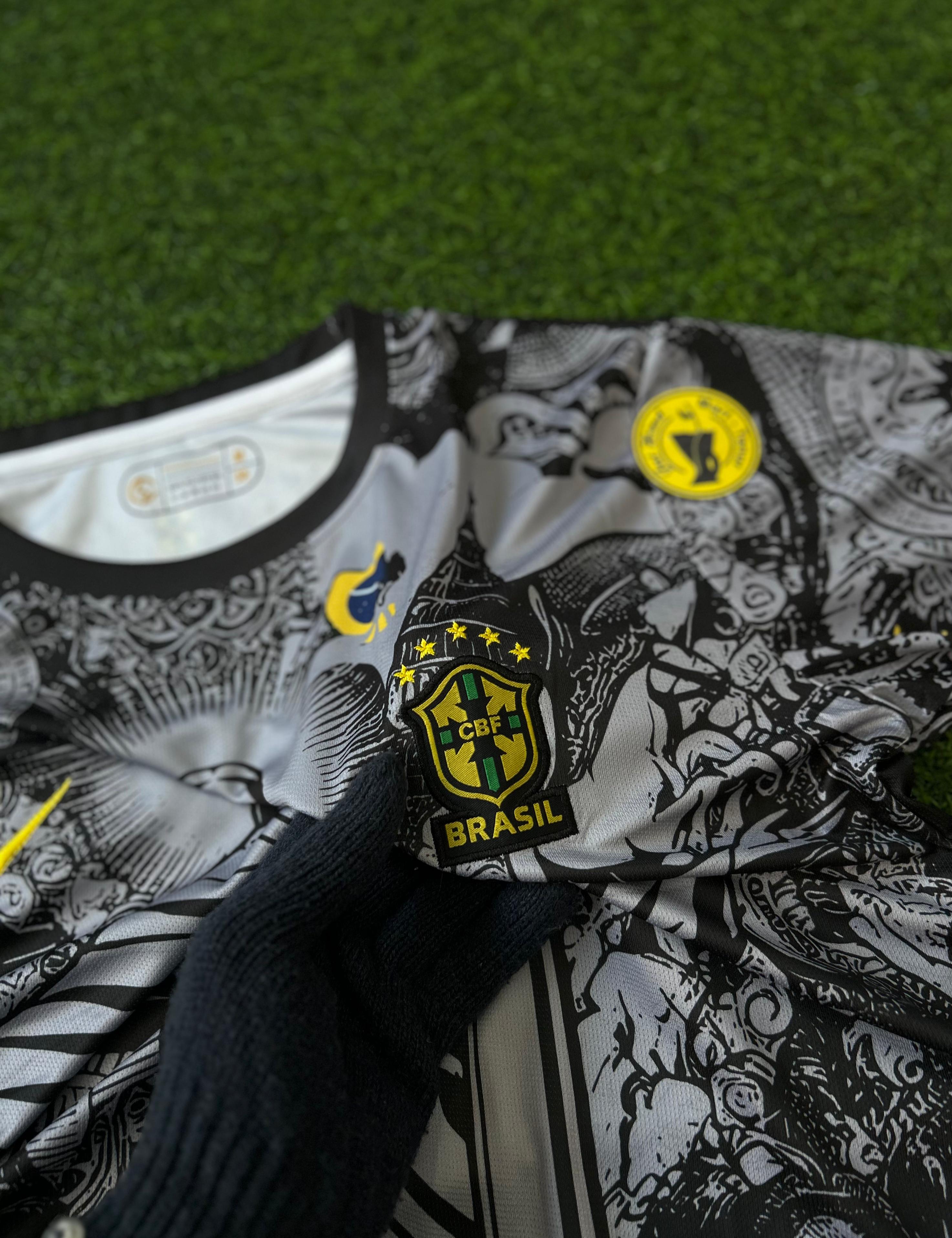 BRAZIL x JESUS BLACK KIT 2025. HALFSLEEVE EMBROIDERY