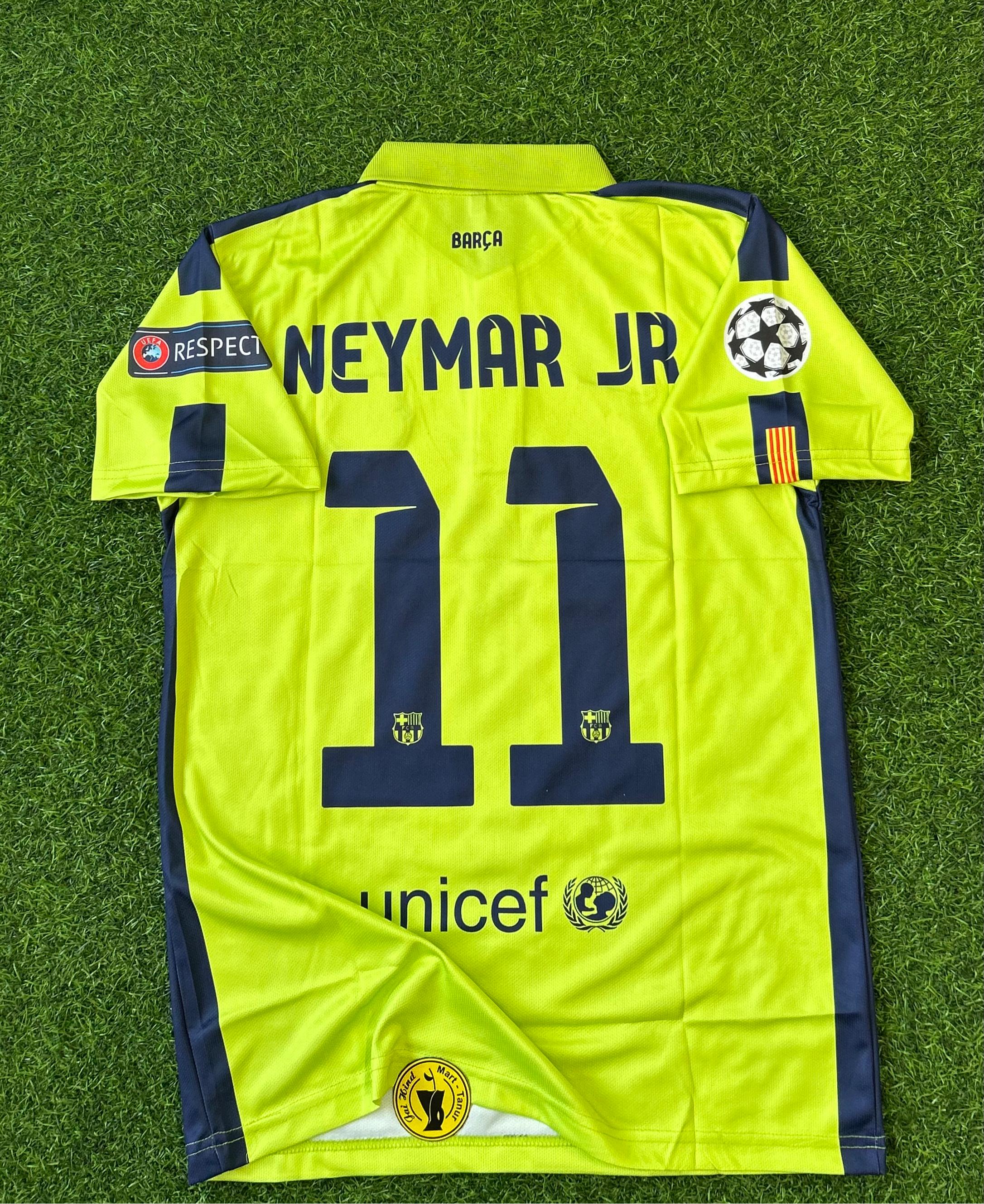 Neymar Jr　バルセロナユニフォーム　14/15Mサイズ　CLパッチ BARCELONA 2014-15 SEASON AWAY KIT. HALFSLEEVE POLO EMBROIDERY
