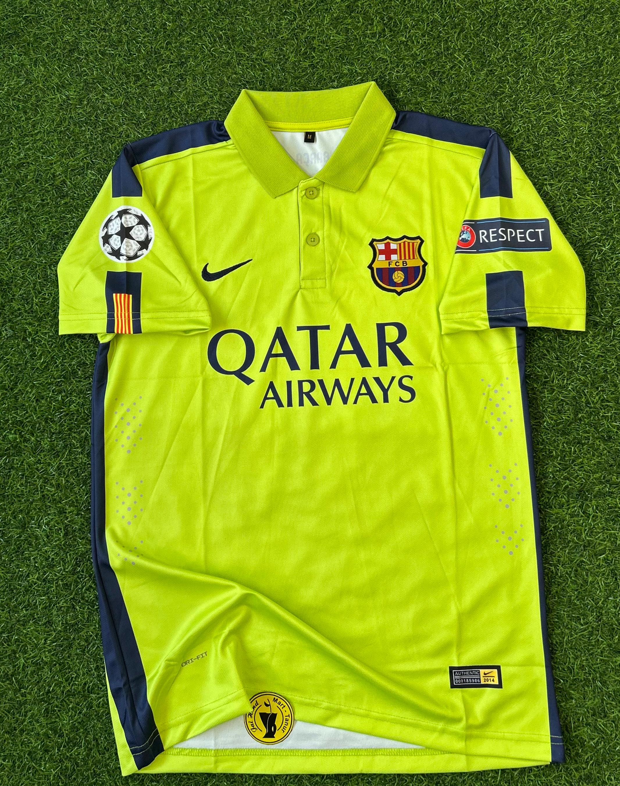BARCELONA 2014-15 SEASON AWAY KIT.  HALFSLEEVE POLO EMBROIDERY