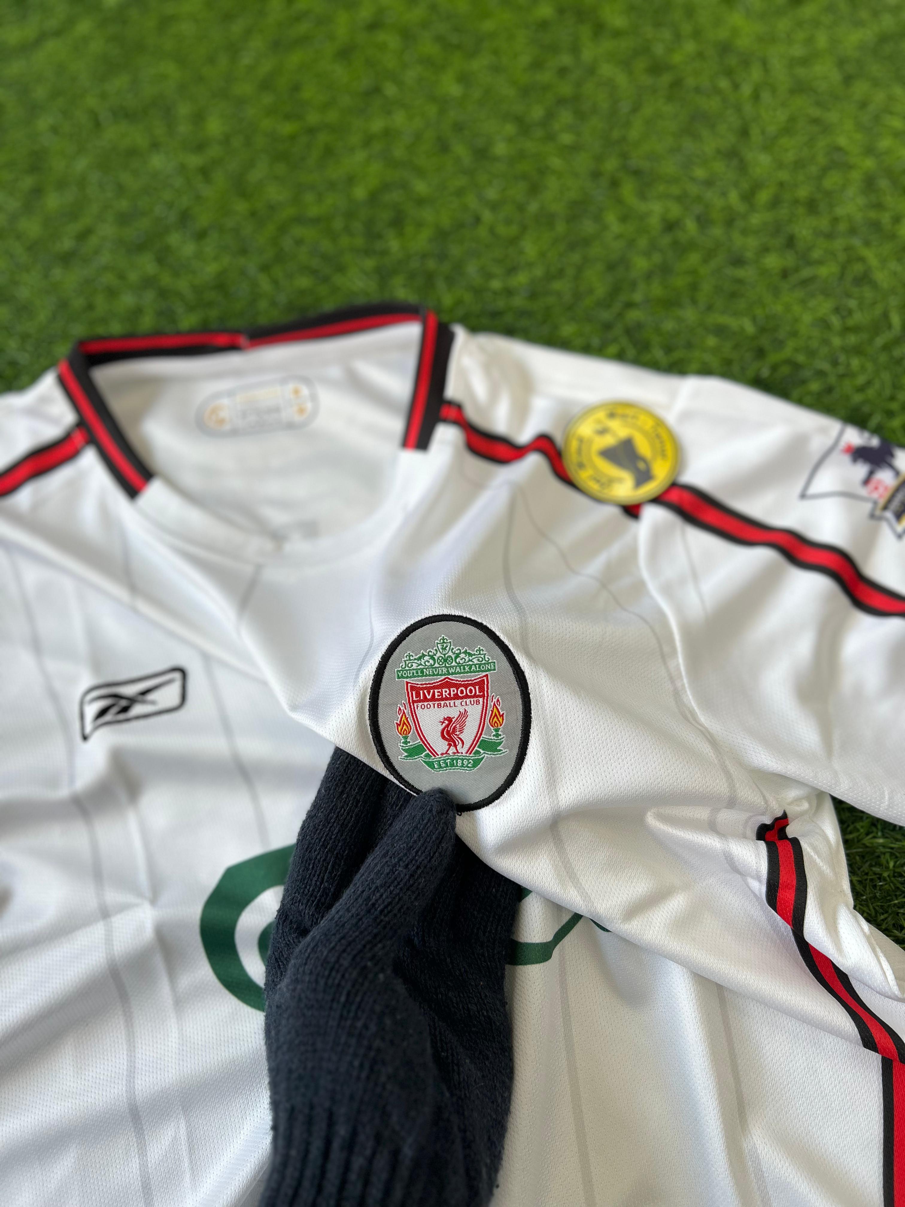LIVERPOOL 2003-04 SEASON AWAY KIT. HALFSLEEVE EMBROIDERY