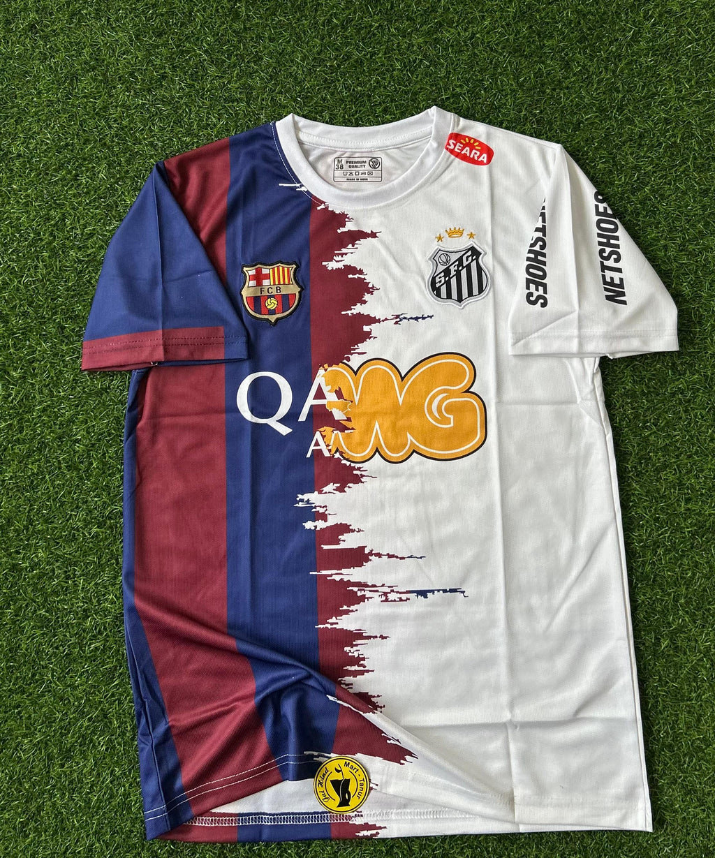 SANTOS x BARCELONA  NEYMAR JR SPECIAL EDITION ,HALFSLEEVE EMBROIDERY