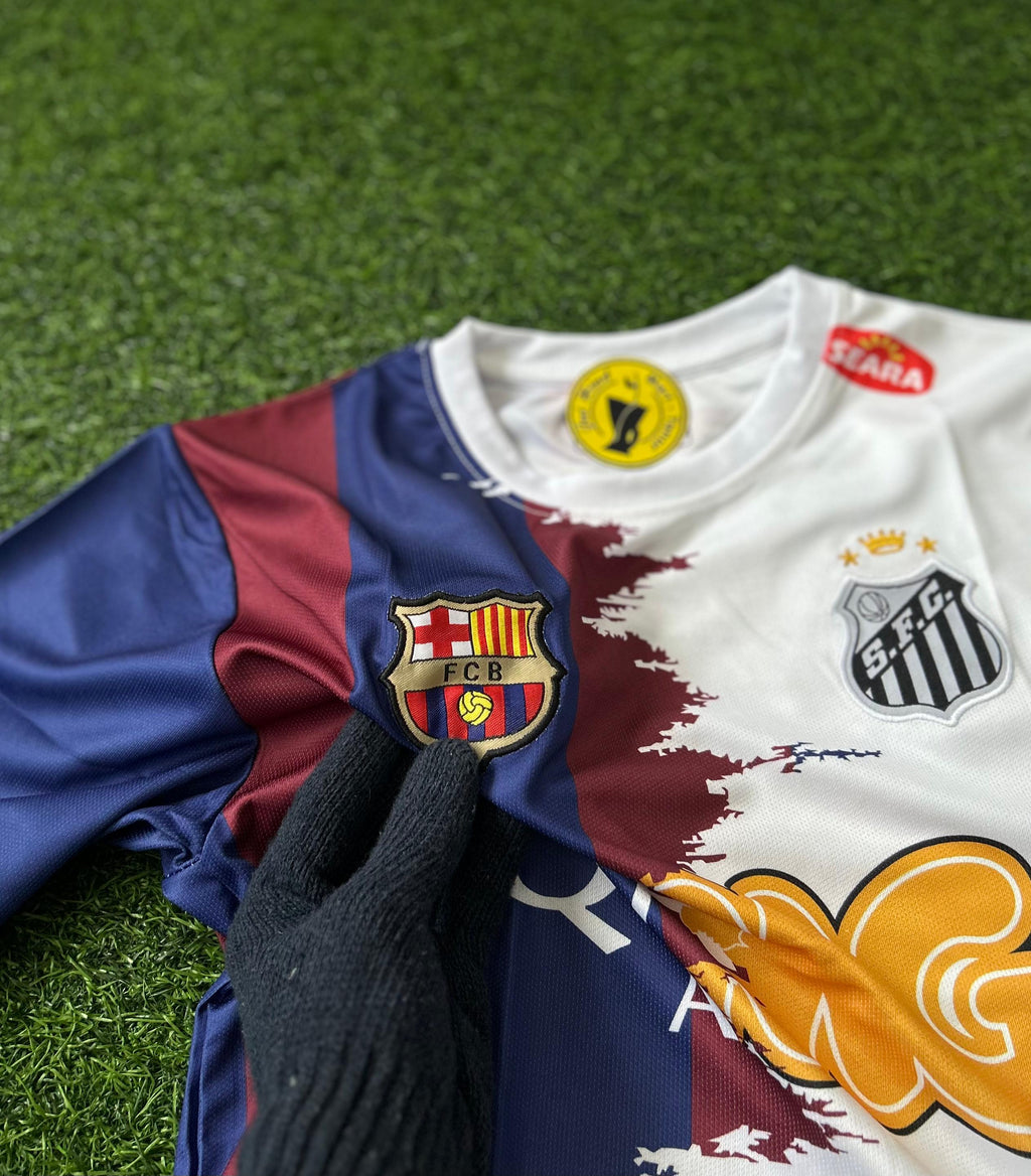 SANTOS x BARCELONA  NEYMAR JR SPECIAL EDITION ,HALFSLEEVE EMBROIDERY