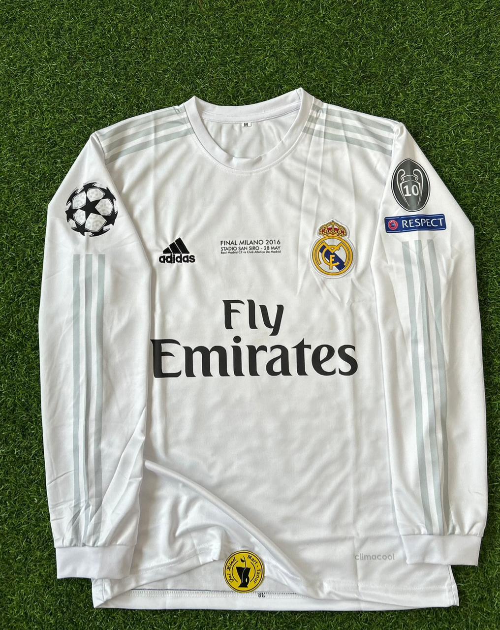 REAL MADRID 2015-16 HOME KIT. FULLSLEEVE EMBROILEDERY