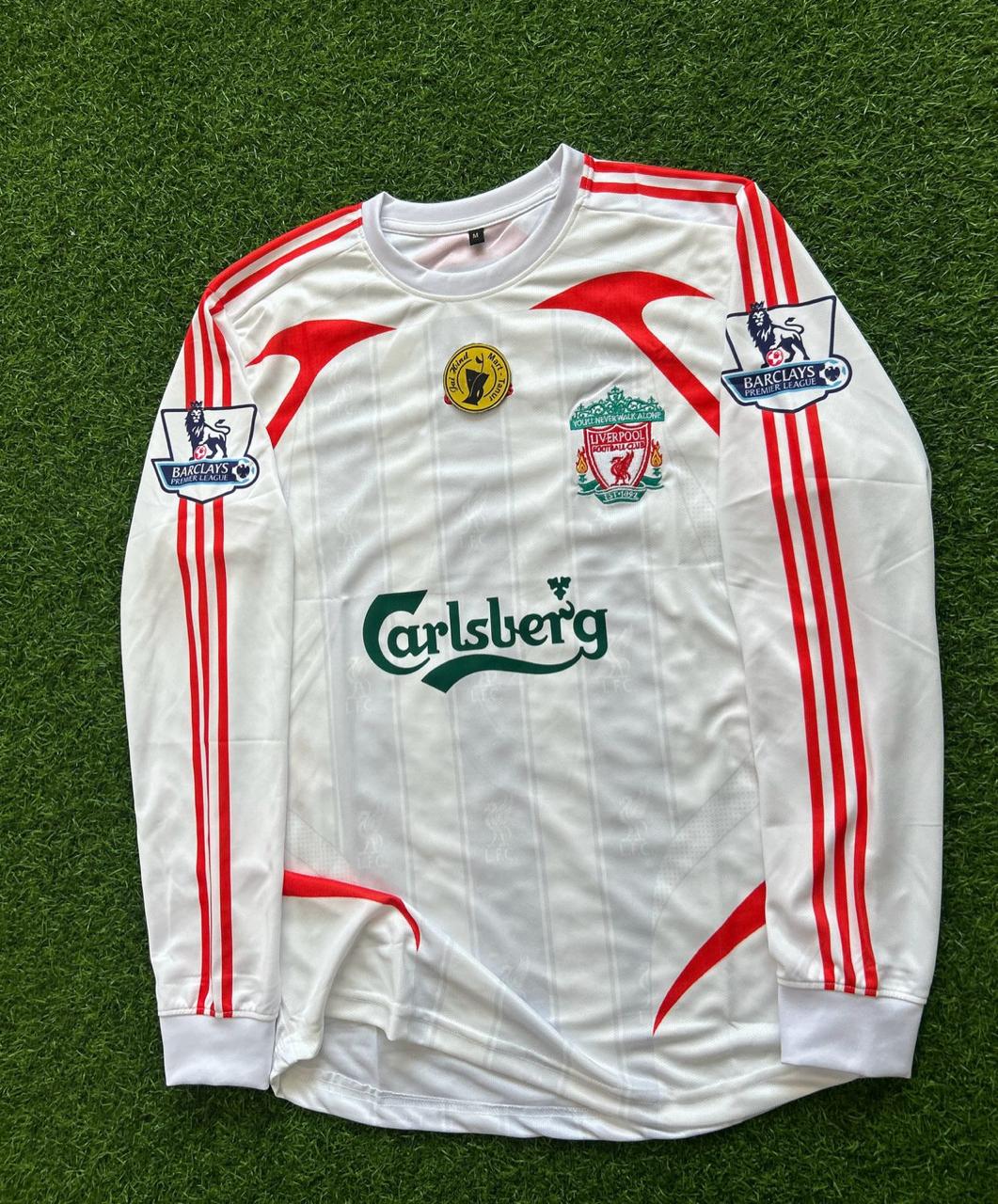 LIVERPOOL 2007-08 AWAY KIT. FULLSLEEVE EMBROILEDERY