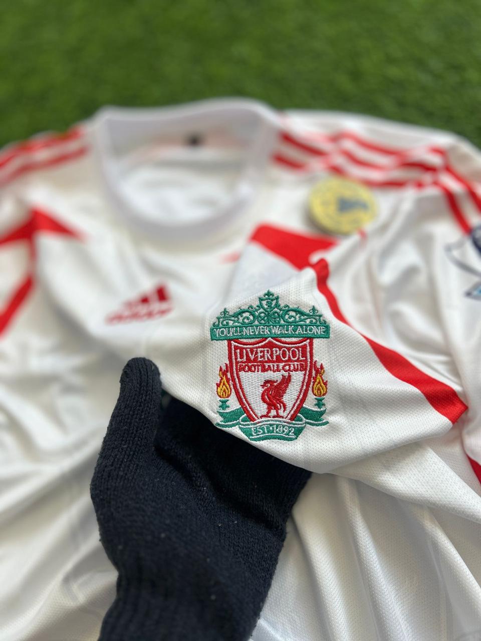 LIVERPOOL 2007-08 AWAY KIT. FULLSLEEVE EMBROILEDERY