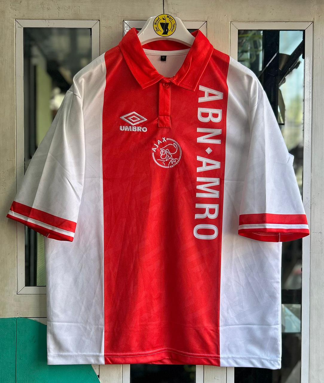 AJAX 1993-94 HOME KIT. FIVESLEEVE POLO EMBROIDERY