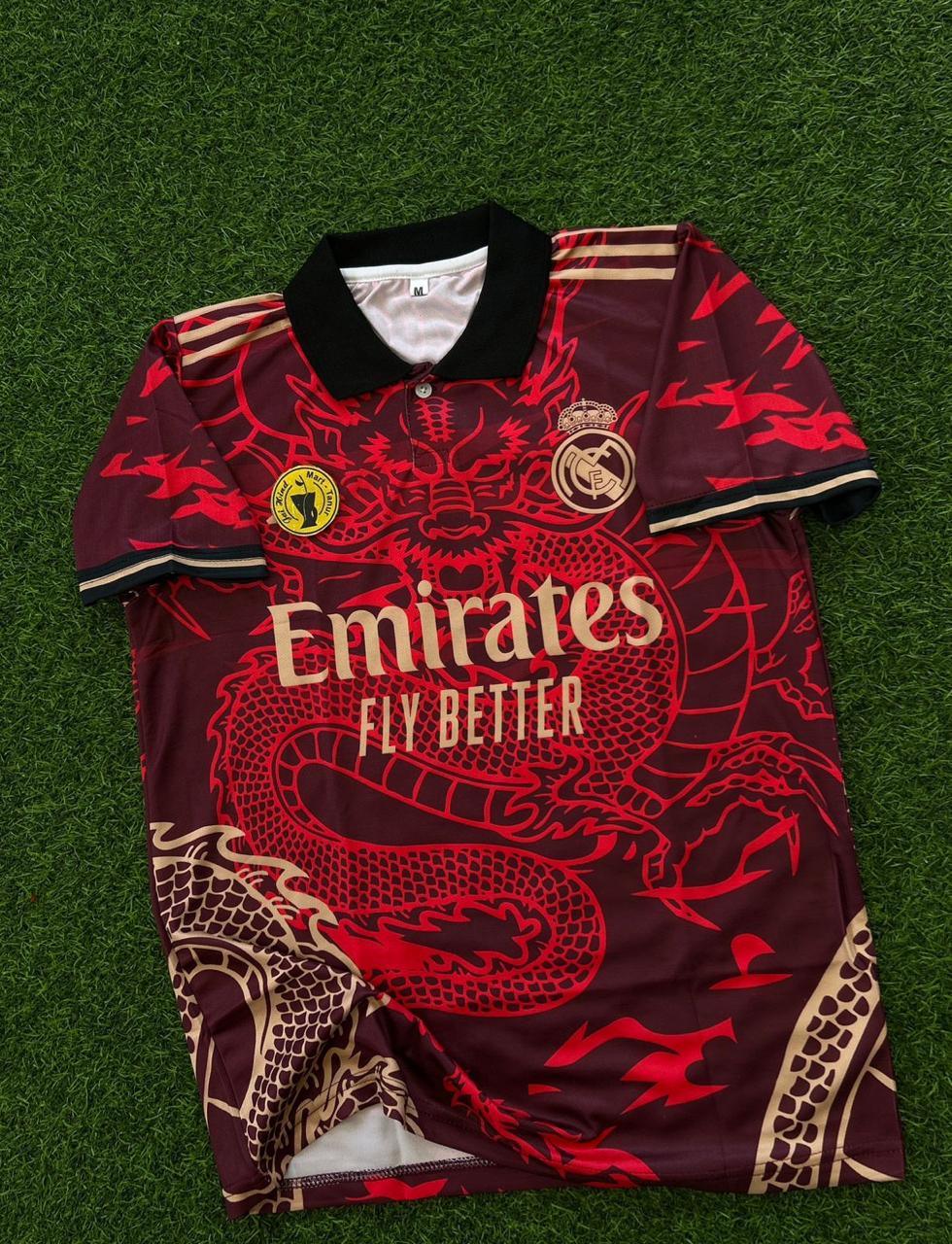 REAL MADRID RED DRAGON JERSEY. HALFSLEEVE POLO SUBLIMATION
