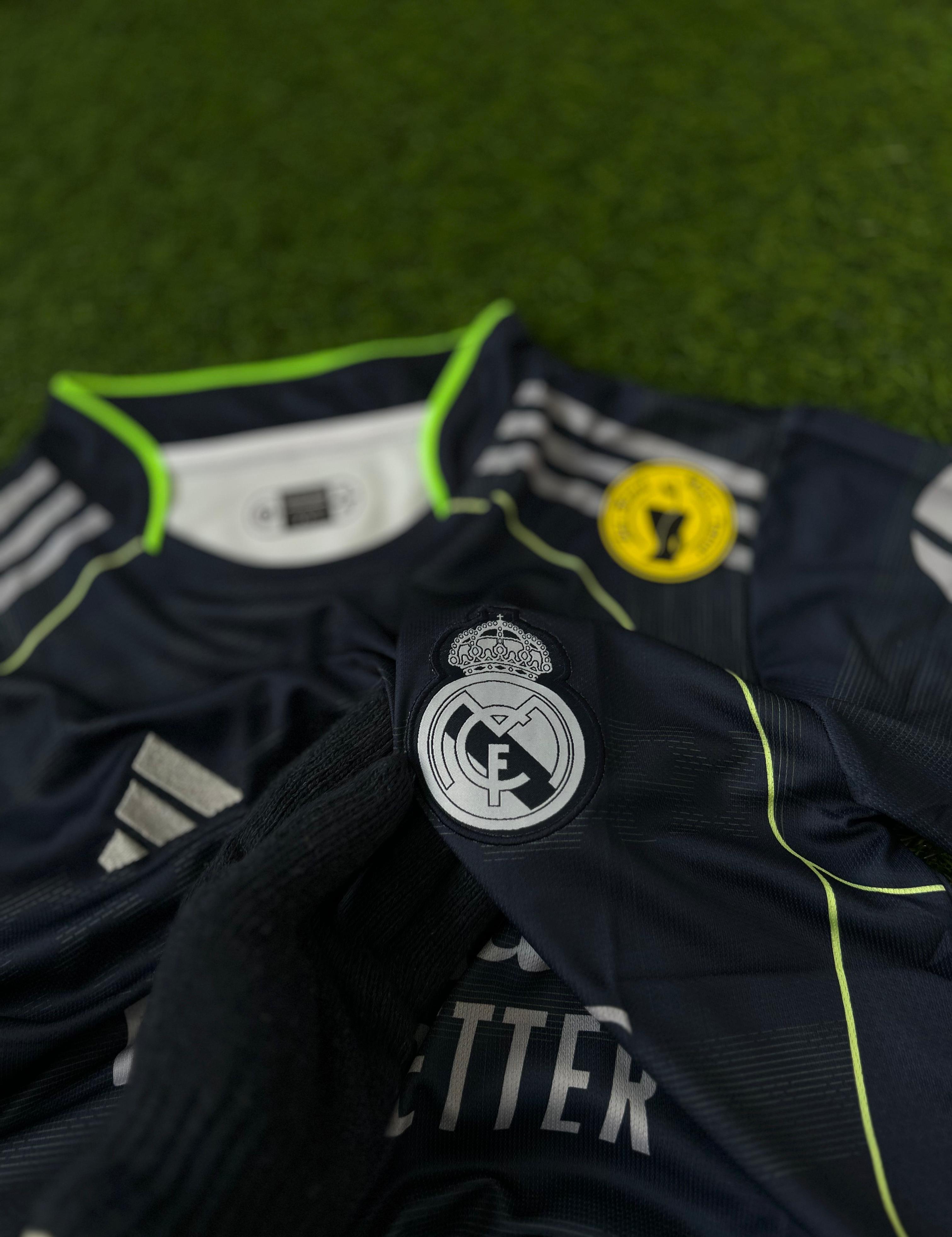 REAL MADRID 2025-26 SEASON AWAY KIT, FULLSLEEVE POLO EMBROIDERY