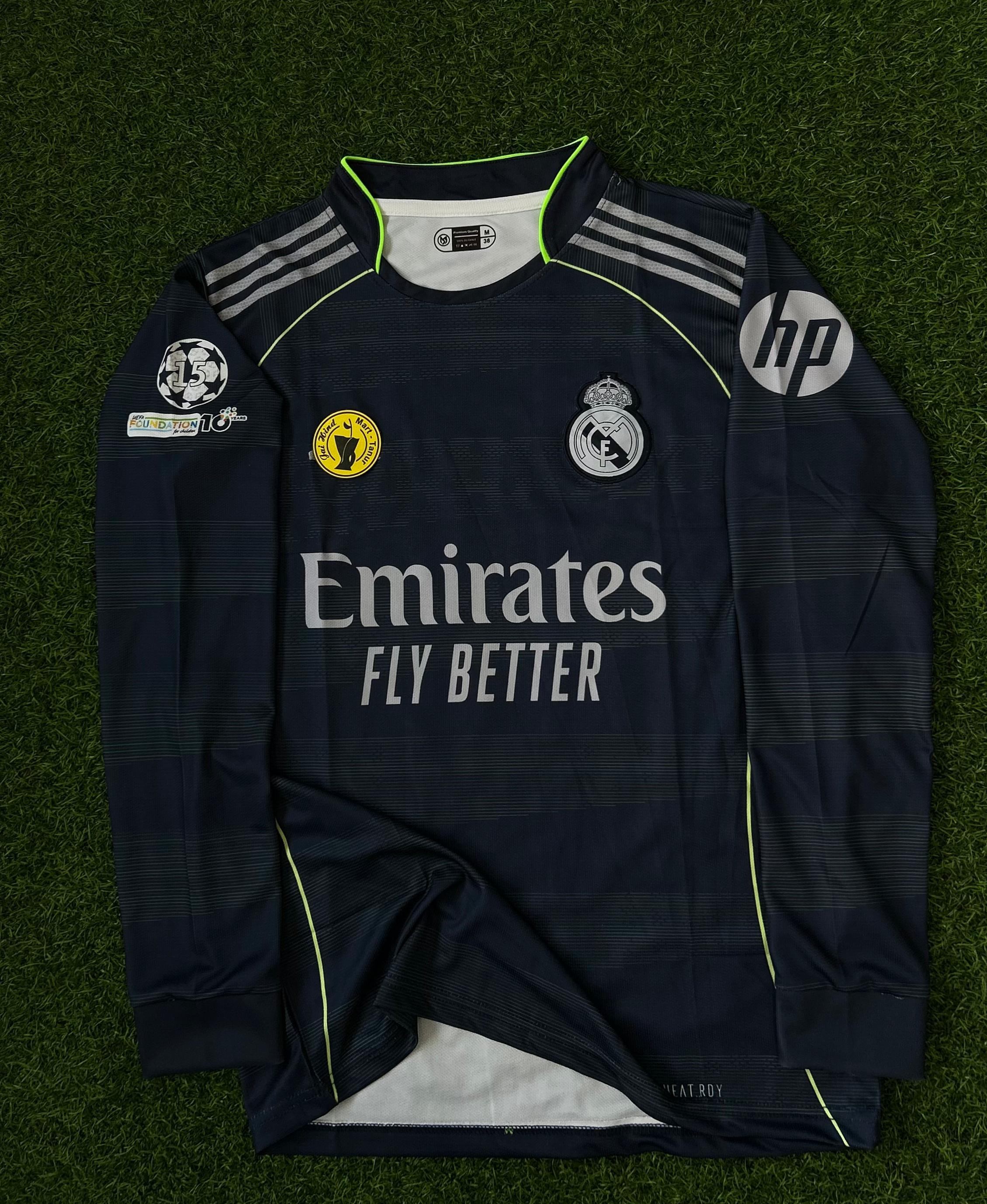 REAL MADRID 2025-26 SEASON AWAY KIT, FULLSLEEVE POLO EMBROIDERY