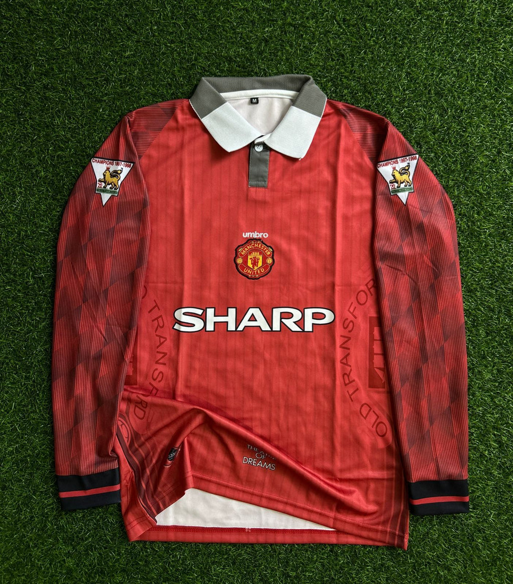 MAN UNITED 1996-98 HOME KIT, POLO FULLSLEEVE EMBROIDERY