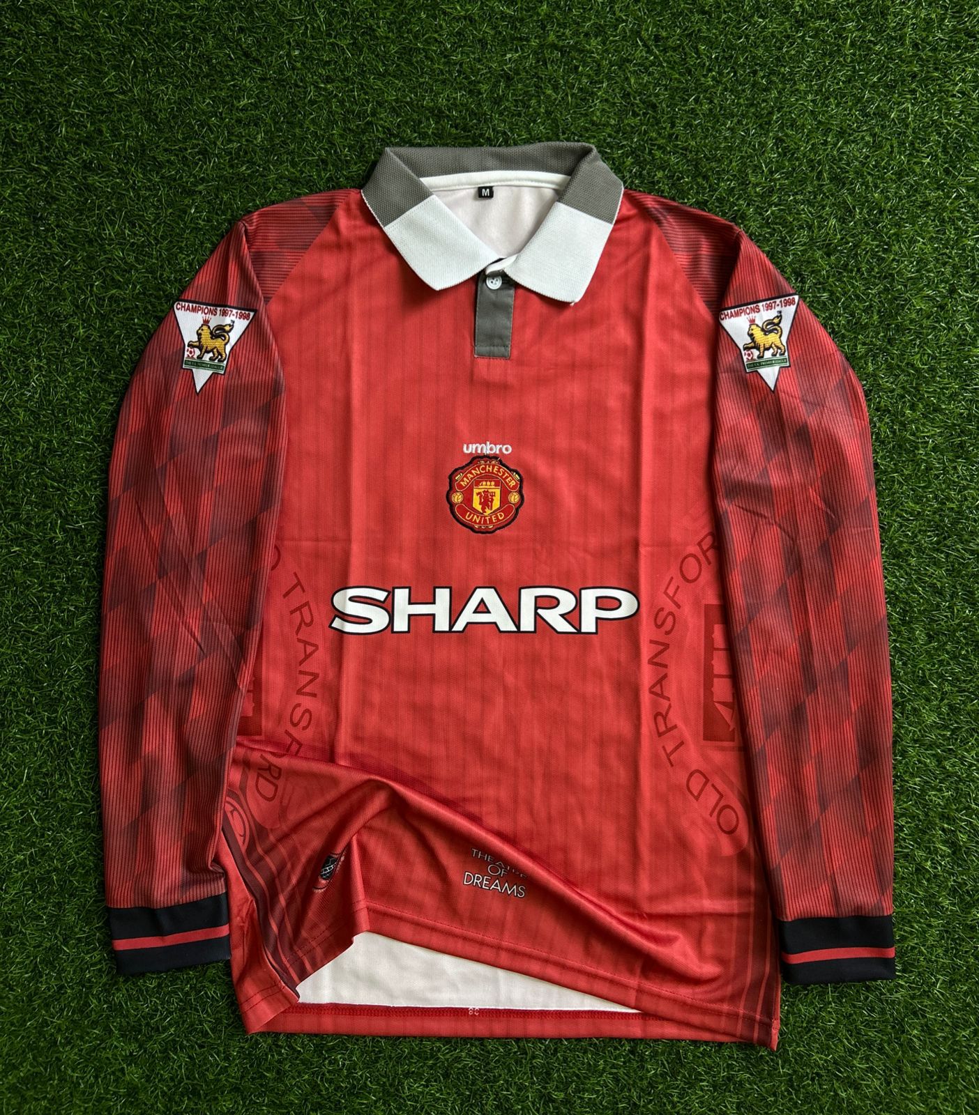 MAN UNITED 1996-98 HOME KIT, POLO FULLSLEEVE EMBROIDERY