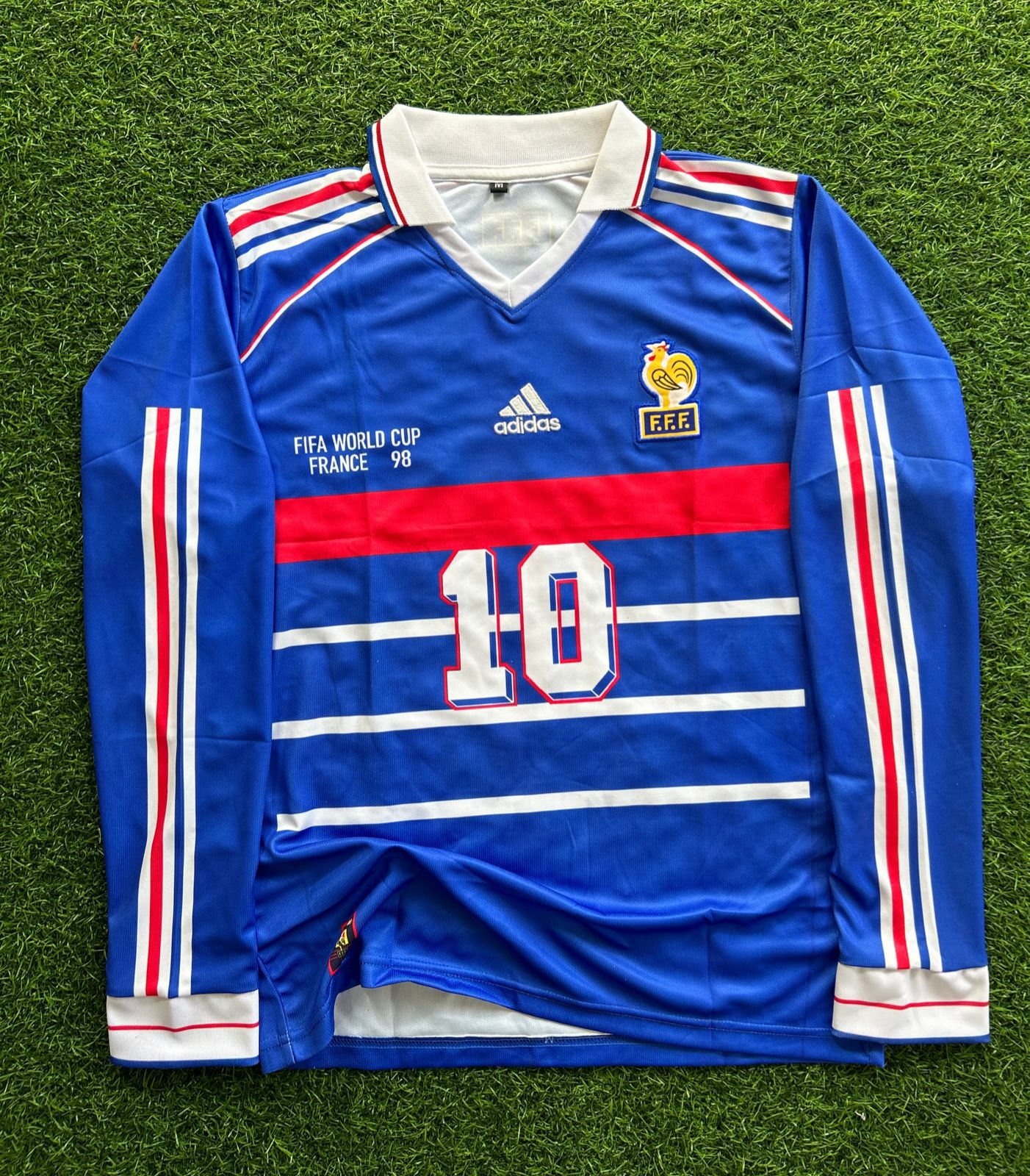 FRANCE 1998 WORLD CUP HOME KIT, FULLSLEEVE POLO EMBROIDERY