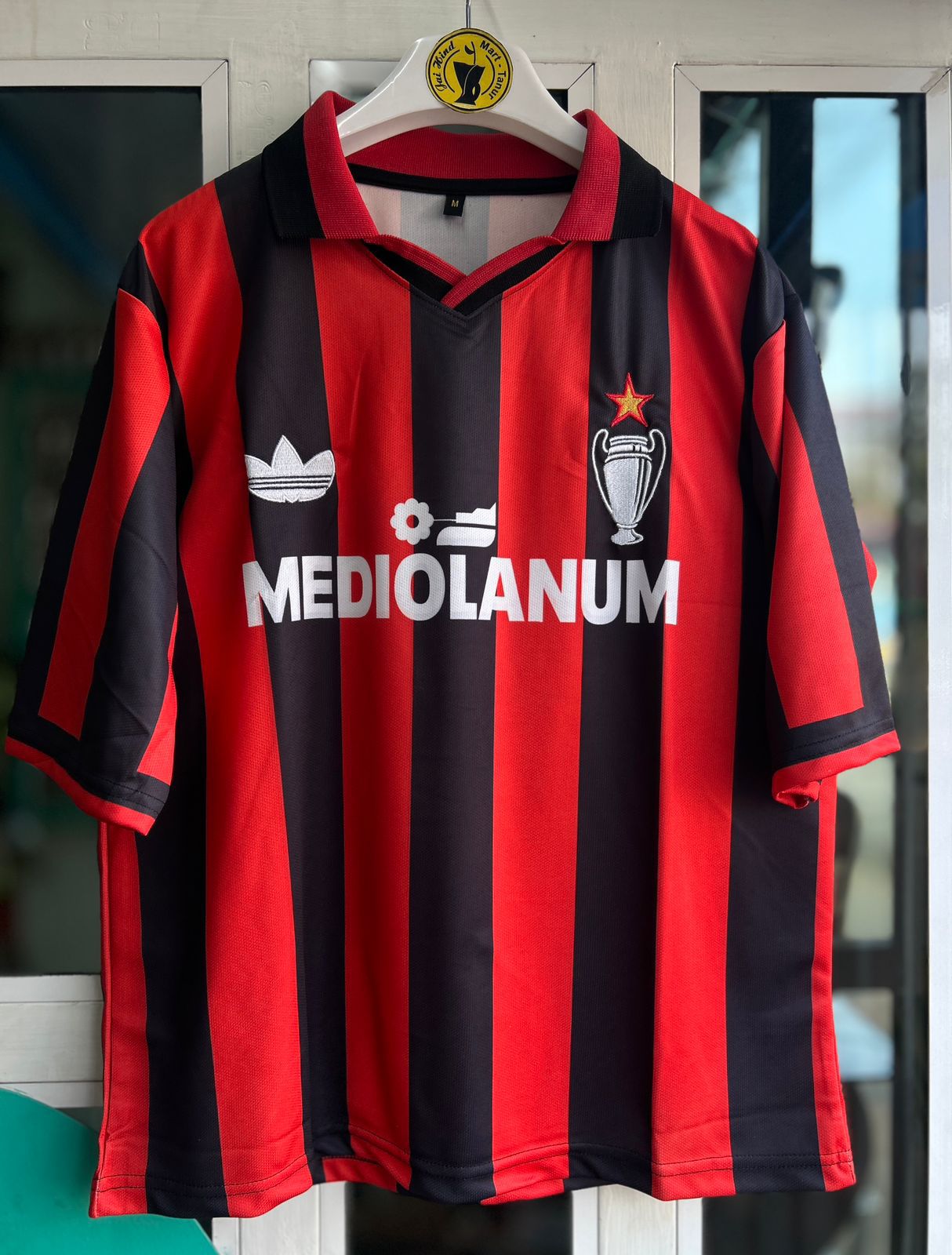 AC MILAN 1990-91 HOME KIT, FIVESLEEVE POLO EMBROIDERY