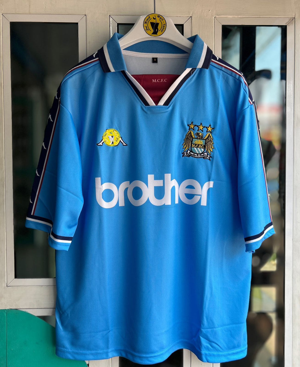 MAN CITY 1997-99 HOME KIT, FIVESLEEVE POLO EMBROIDERY