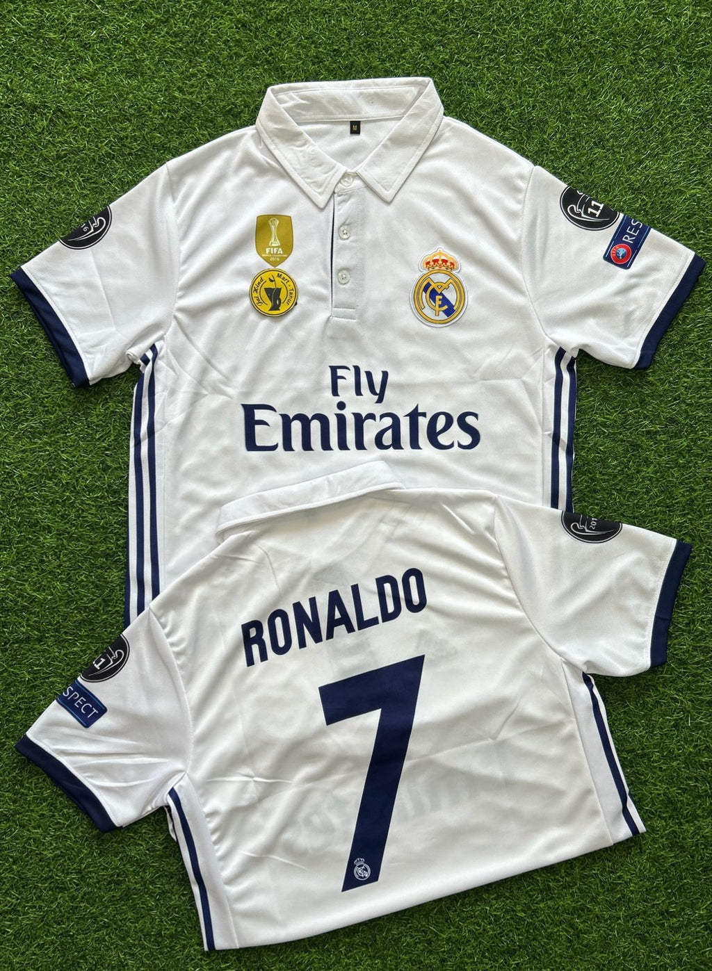 REAL MADRID 2016 -17 HOME KIT, HALFSLEEVE POLO EMBROIDERY
