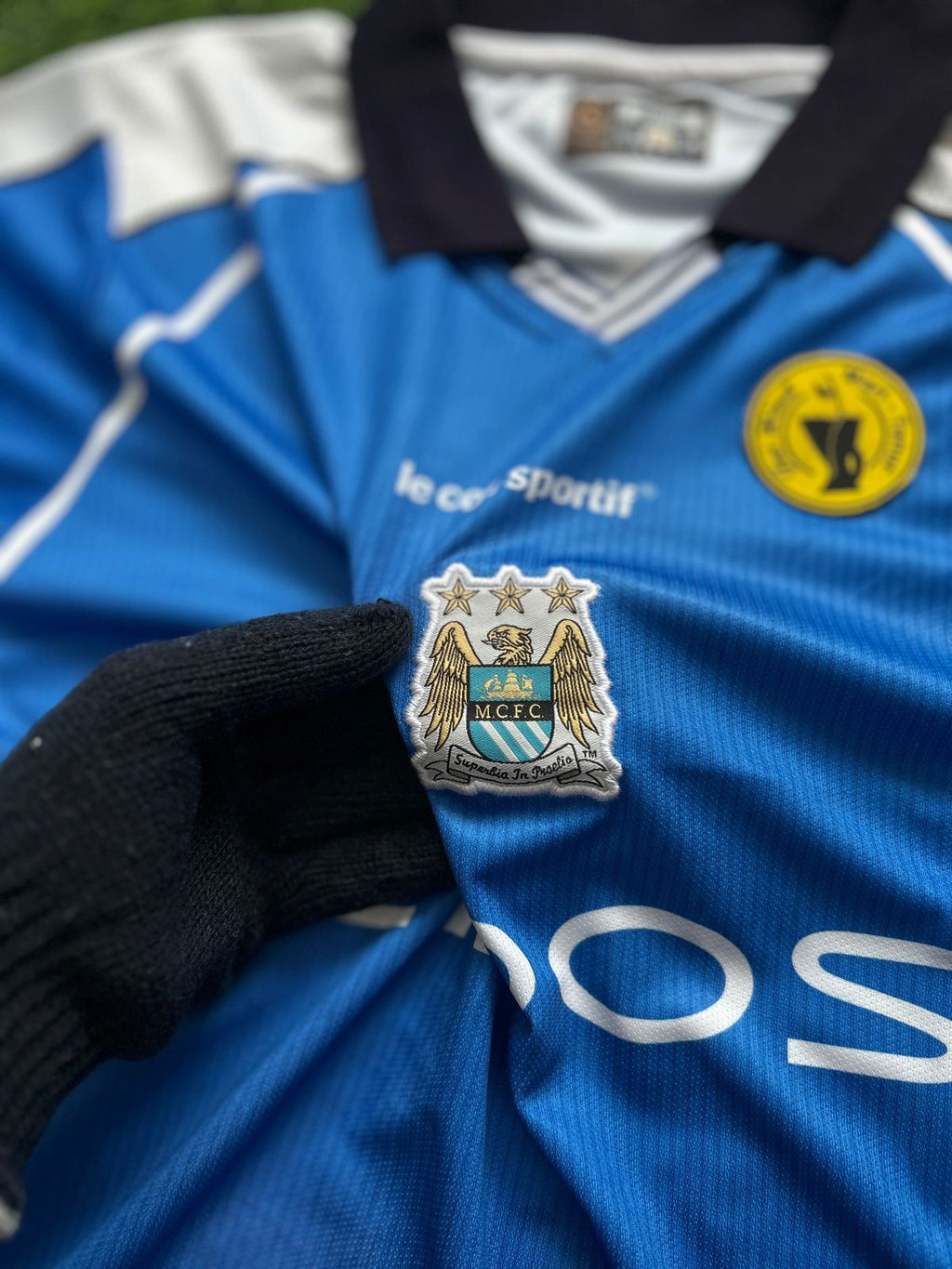 MAN CITY 1999-01 HOME KIT, HALFSLEEVE POLO EMBROIDERY