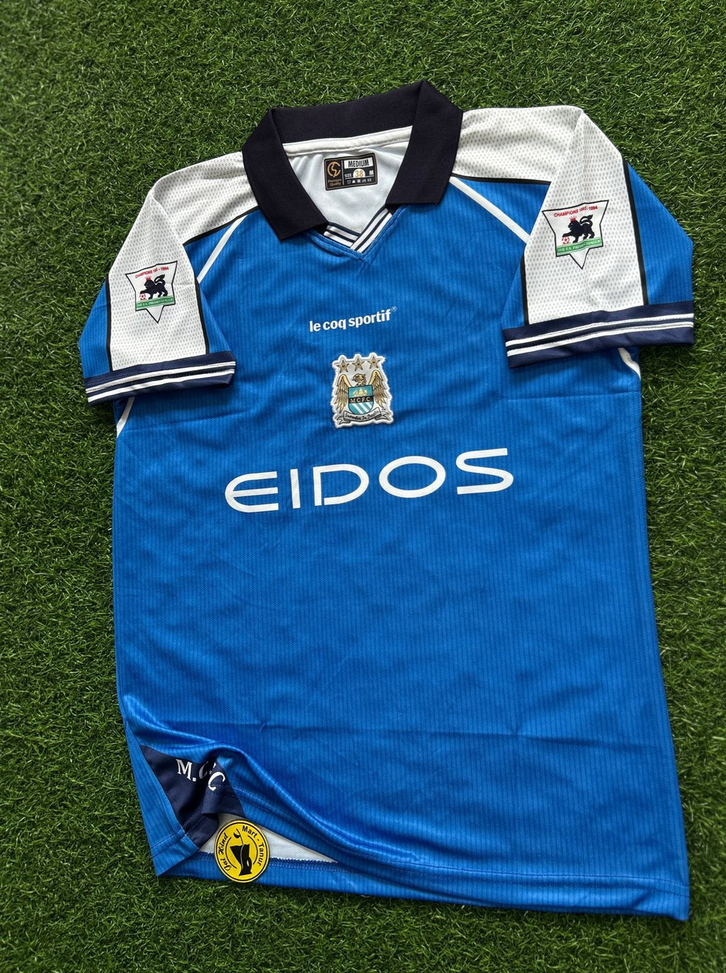 MAN CITY 1999-01 HOME KIT, HALFSLEEVE POLO EMBROIDERY