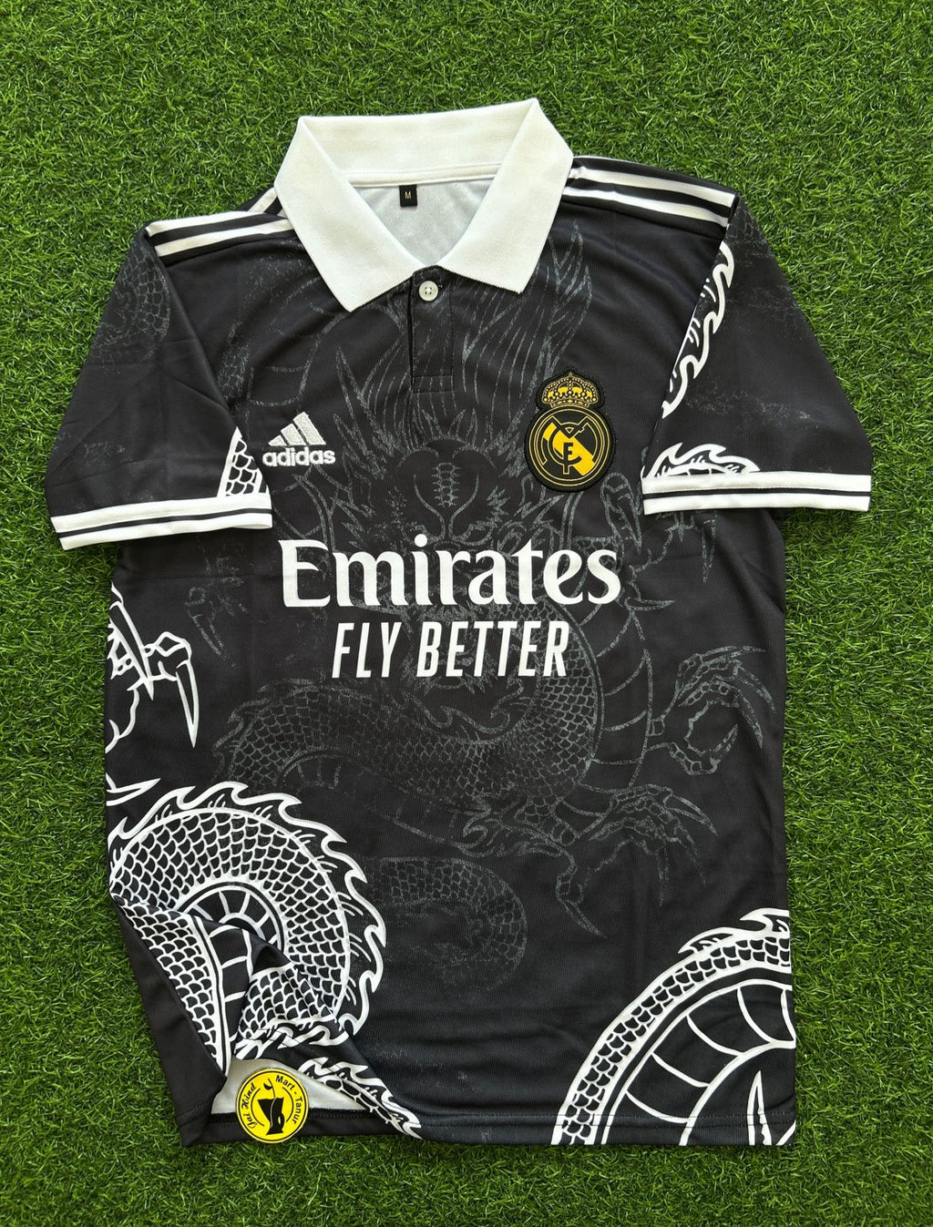 REAL MADRID DRAGON SPECIAL KIT,(BLACK) HALFSLEEVE POLO EMBROIDERY