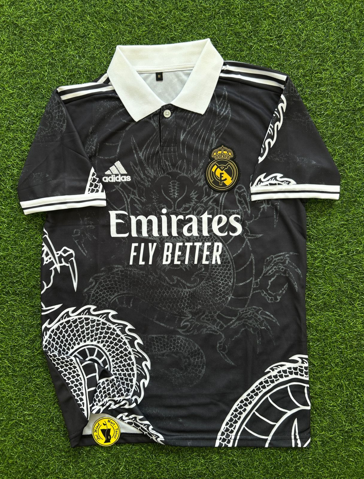 REAL MADRID DRAGON SPECIAL KIT,(BLACK) HALFSLEEVE POLO EMBROIDERY